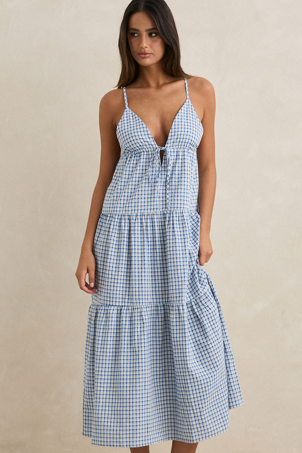 Rhythm Jaci Maxi Dress - Blue Check