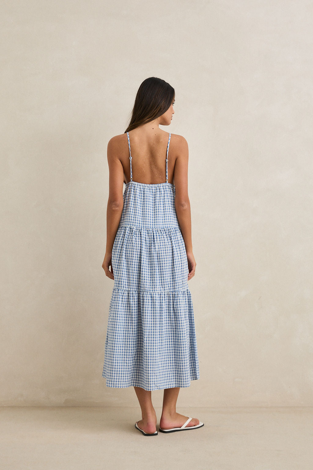 Rhythm Jaci Maxi Dress - Blue Check