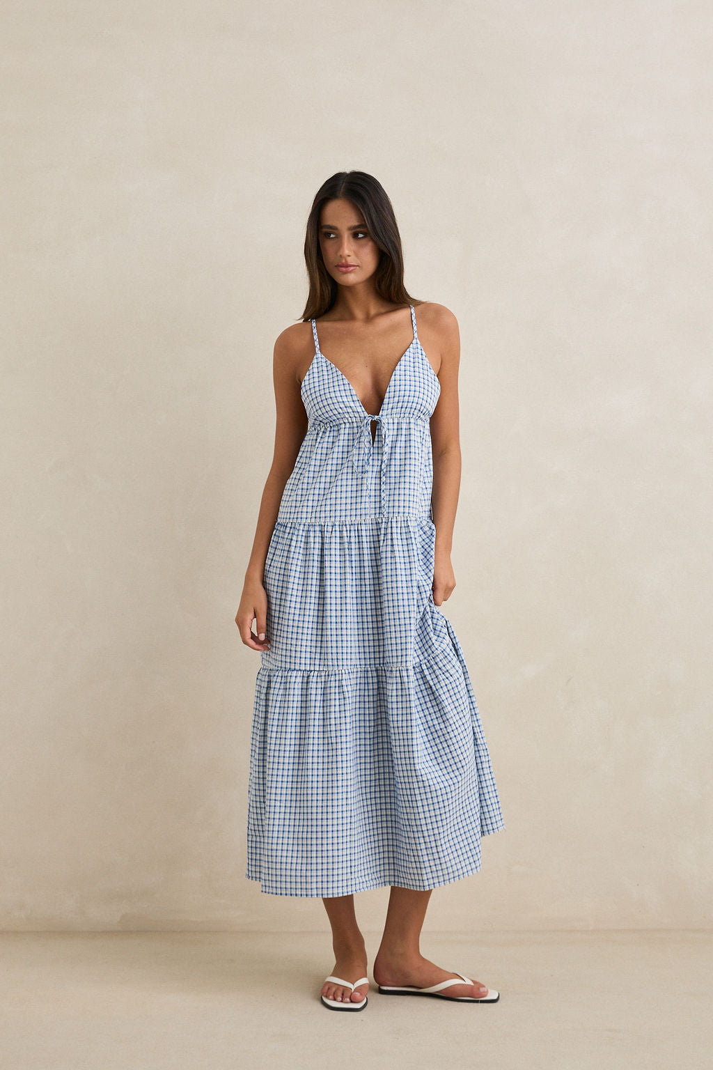 Rhythm Jaci Maxi Dress - Blue Check