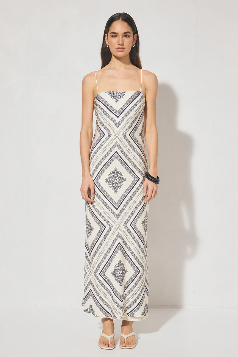 Mon Renn Serafina Dress - Cream Base Navy