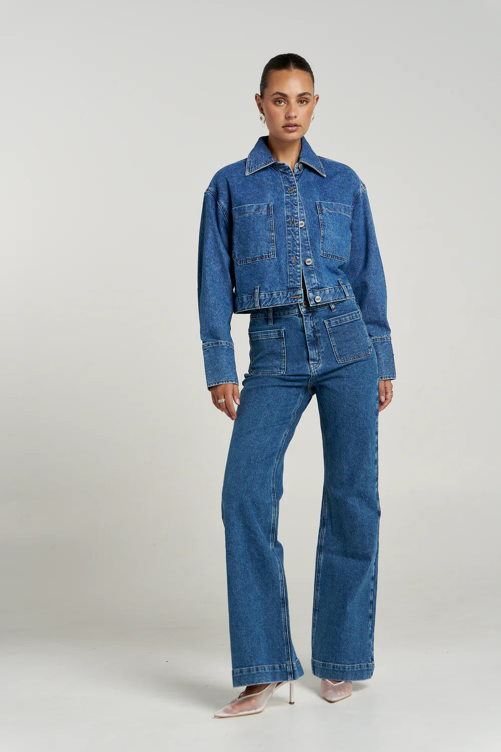 Summi Summi Soho Cropped Denim Jacket - Bleu Bleu