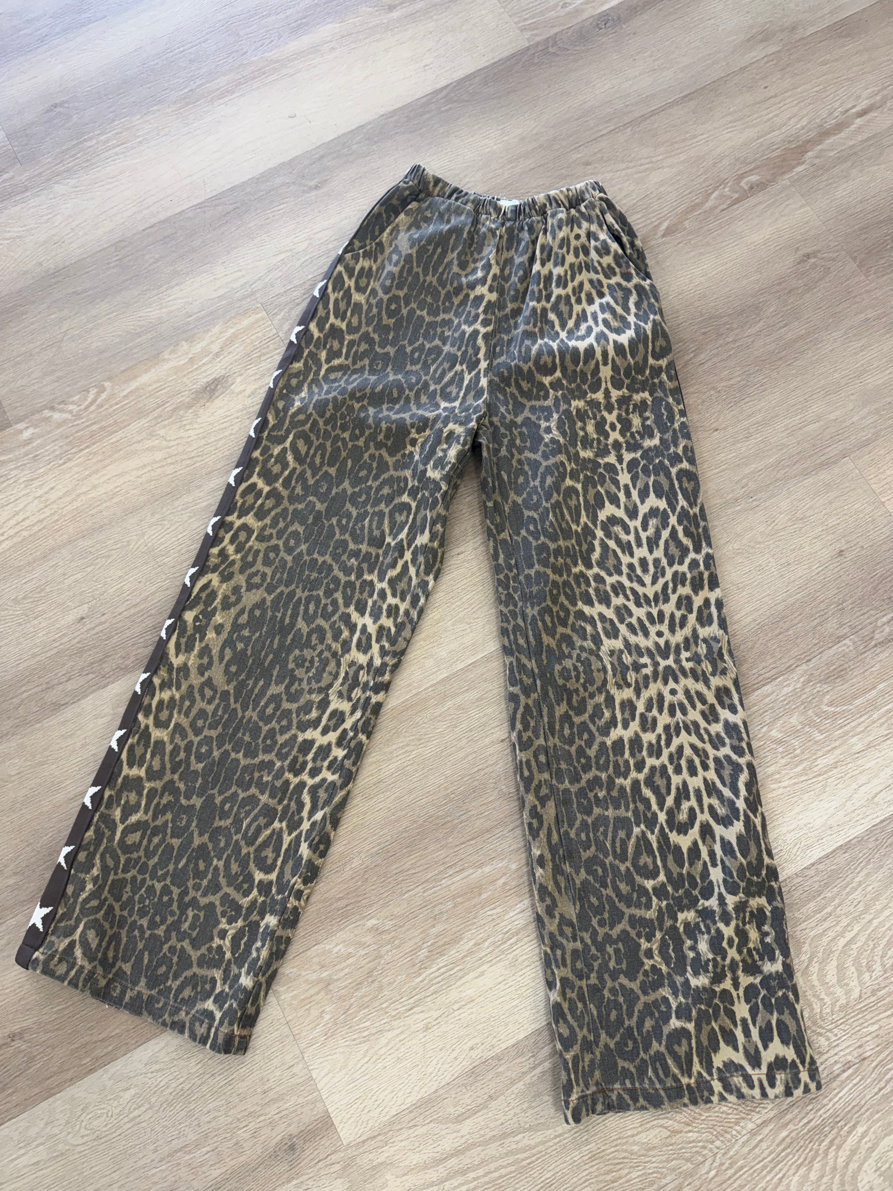 By Frankie Leopard Racer Pants - Star Panel Brown