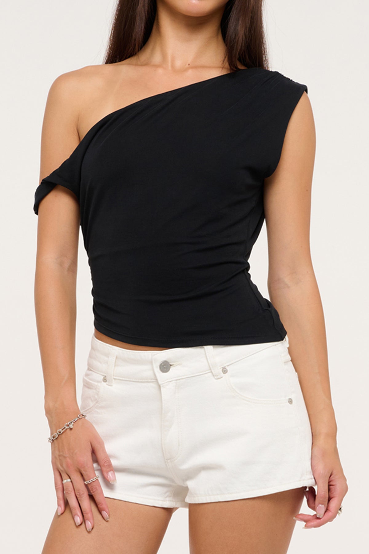 ABrand This Kiss Off Shoulder Top - Black