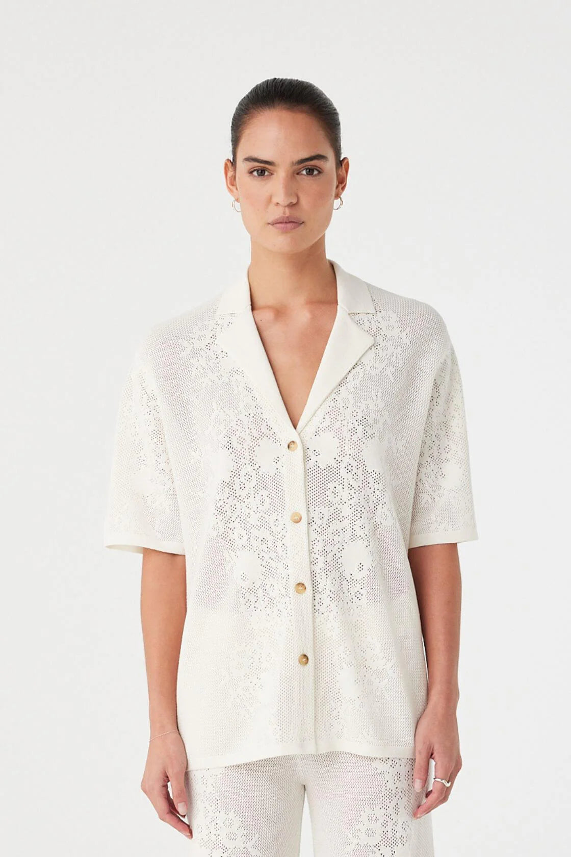 Arcaa Aster Crochet Shirt - Cream