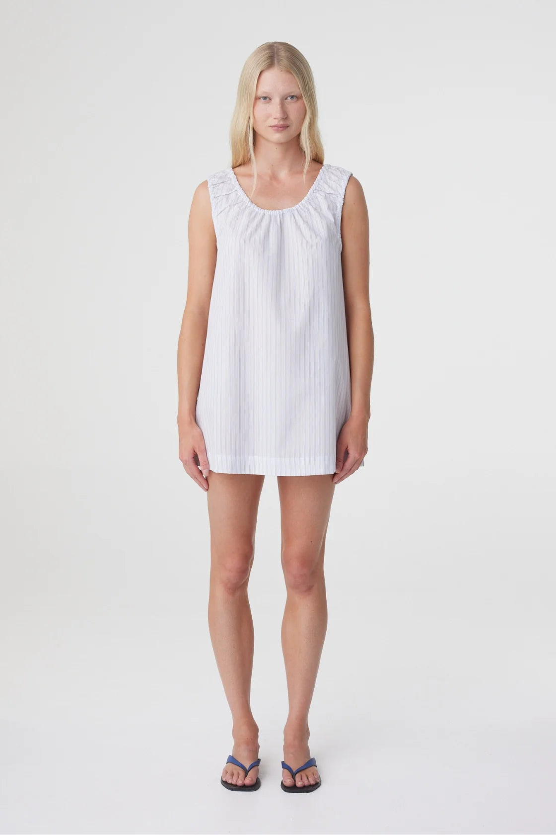 Arcaa Isla Mini Dress - Blue Pinstripe
