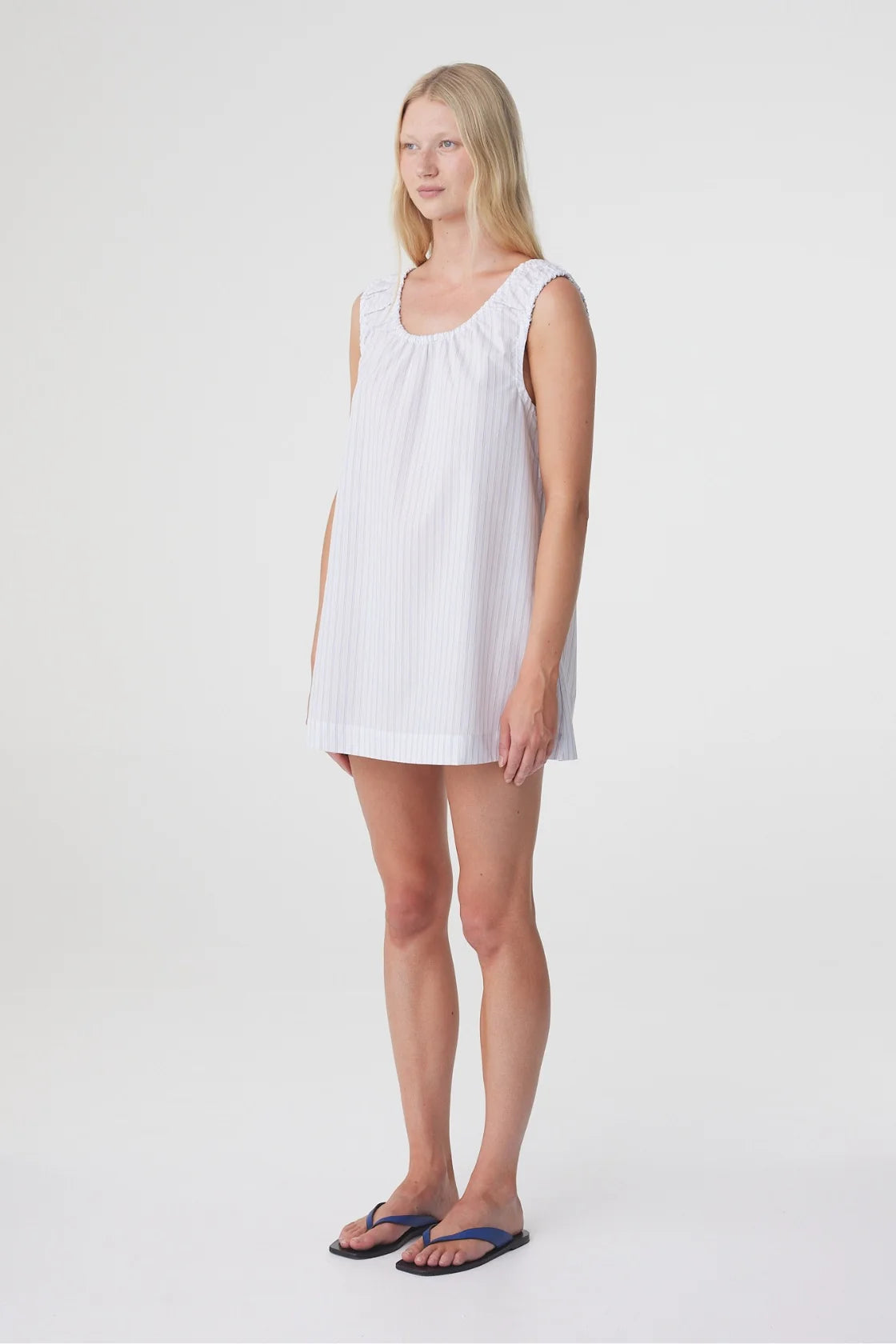 Arcaa Isla Mini Dress - Blue Pinstripe