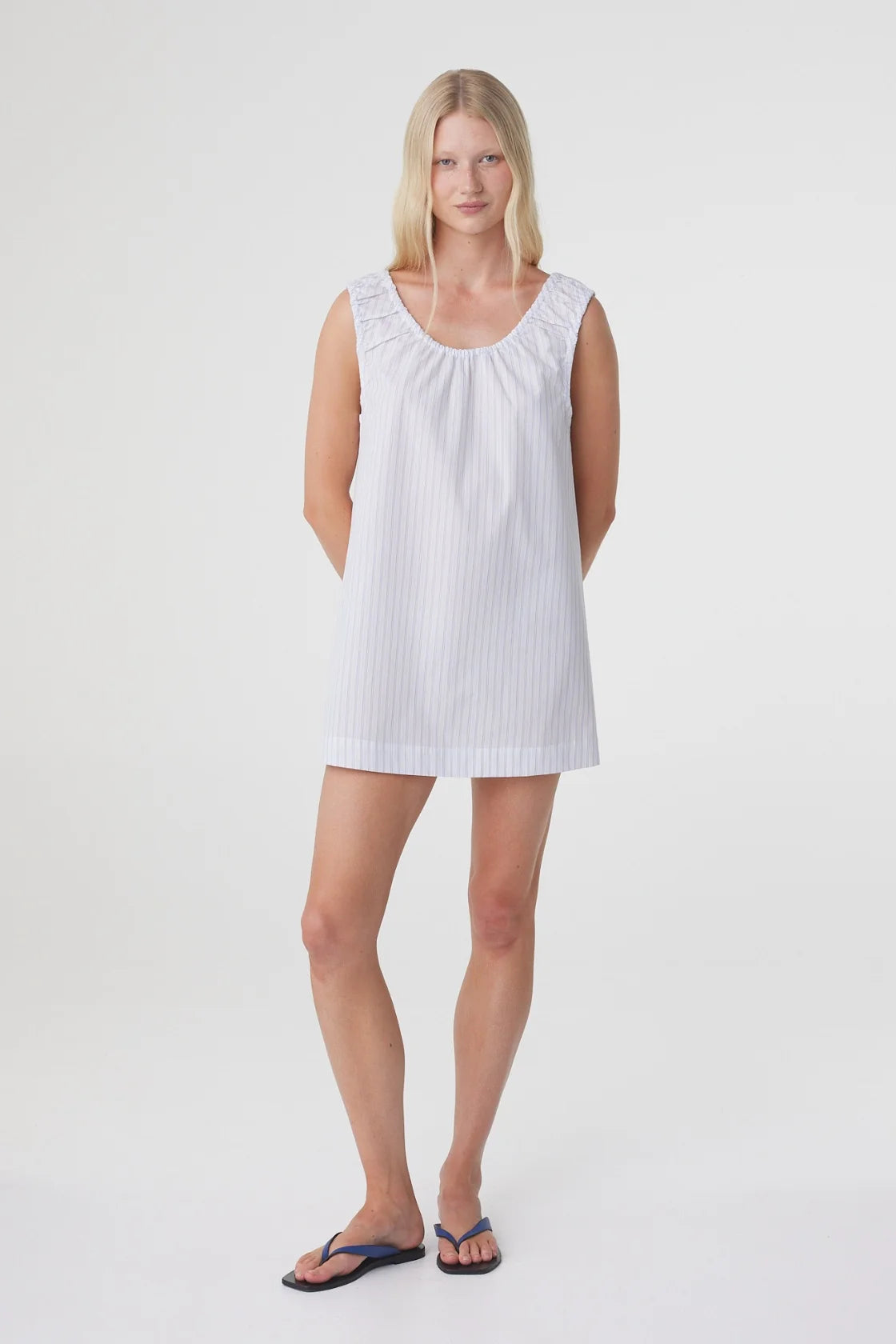 Arcaa Isla Mini Dress - Blue Pinstripe