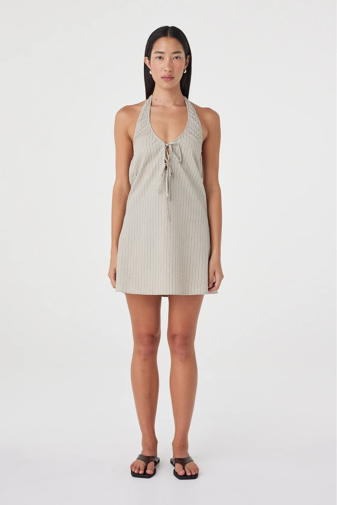 Arcaa Joni Mini Dress - Taupe Stripe