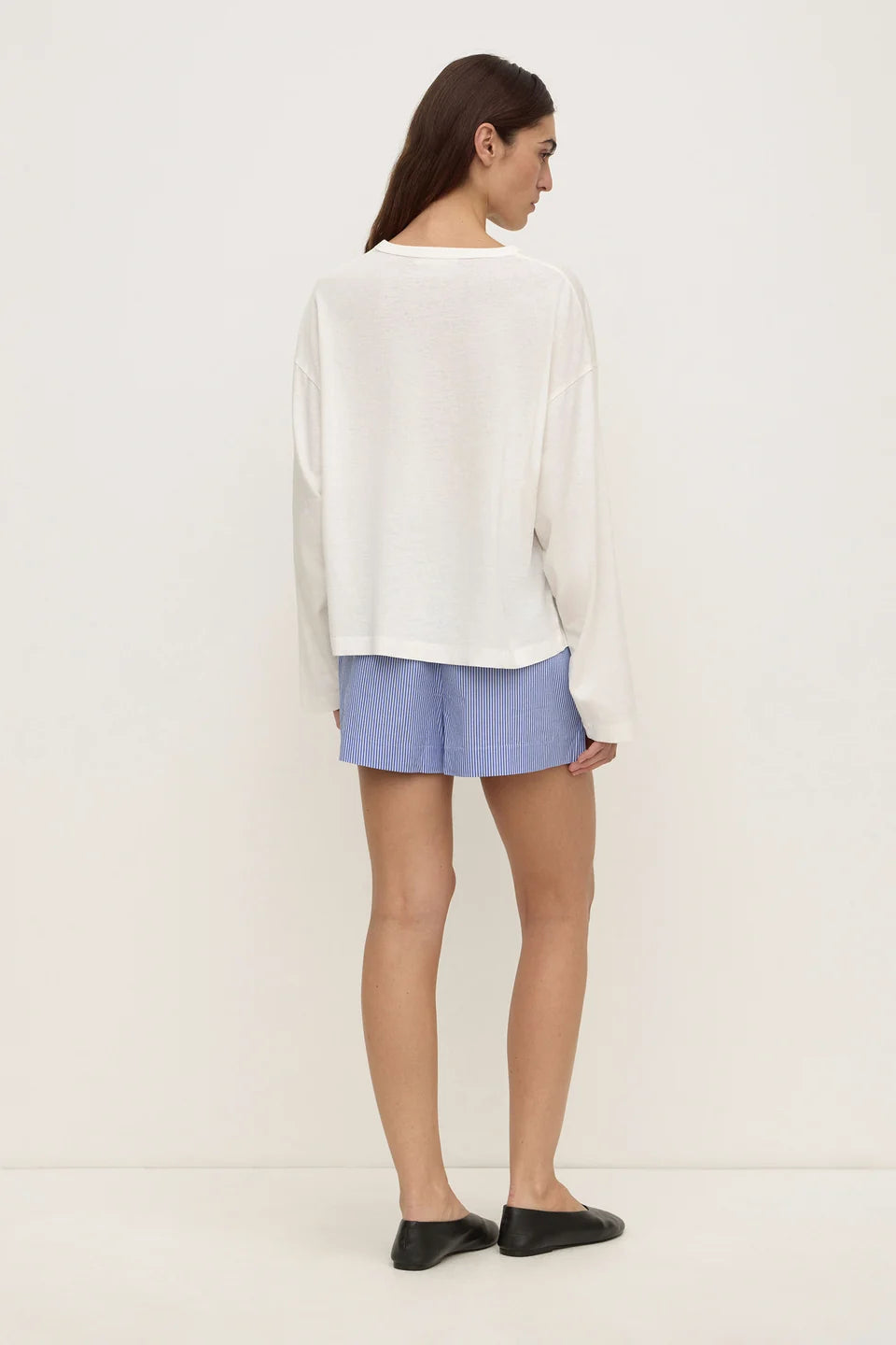 Assembly Ava Stripe Cotton Poplin Short - Navy Stripe