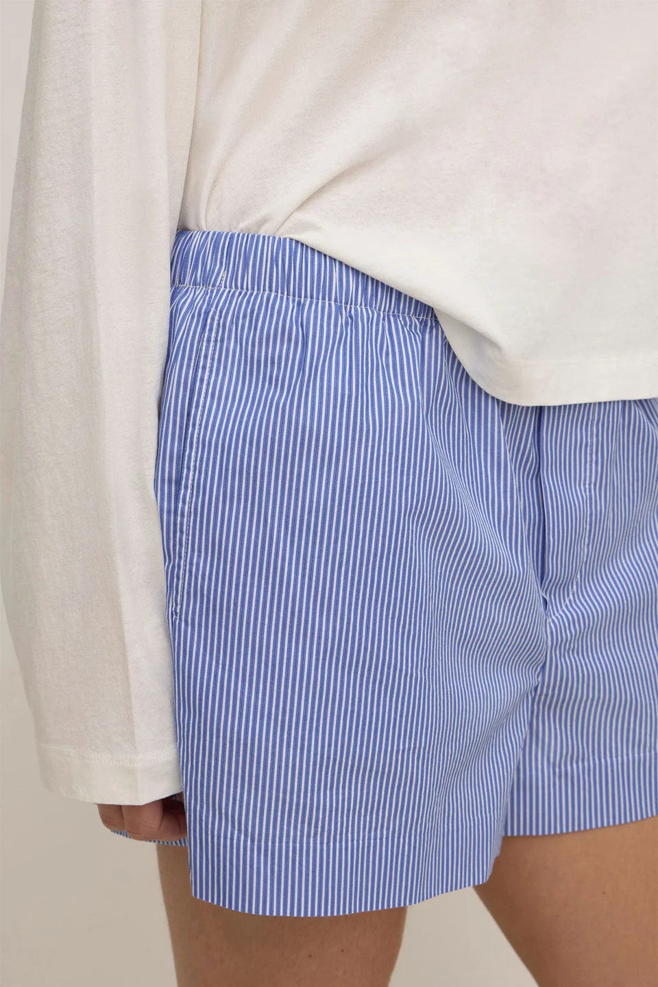 Assembly Ava Stripe Cotton Poplin Short - Navy Stripe