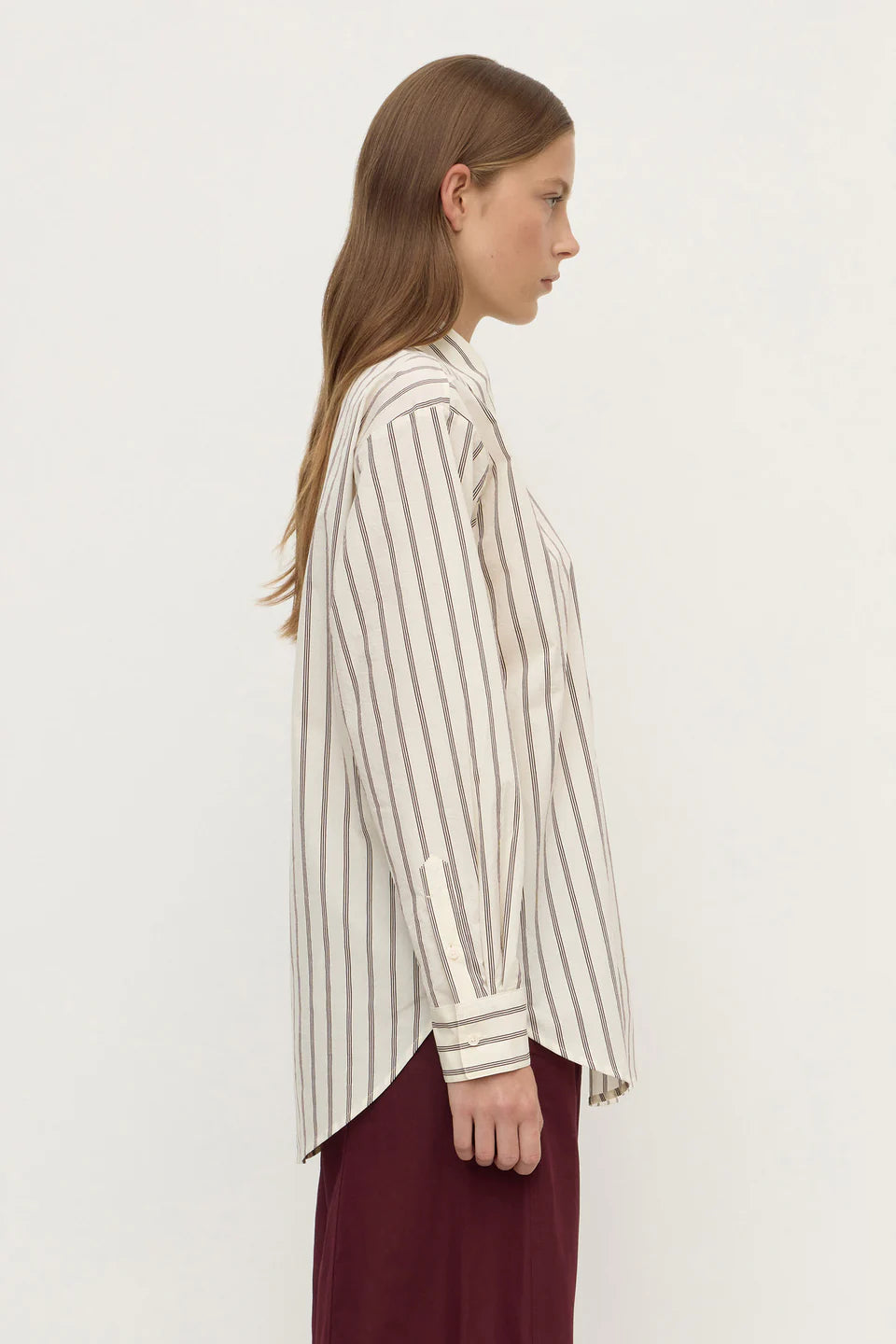 Assembly Label Amaro Italian Stripe Shirt - Merlot/White