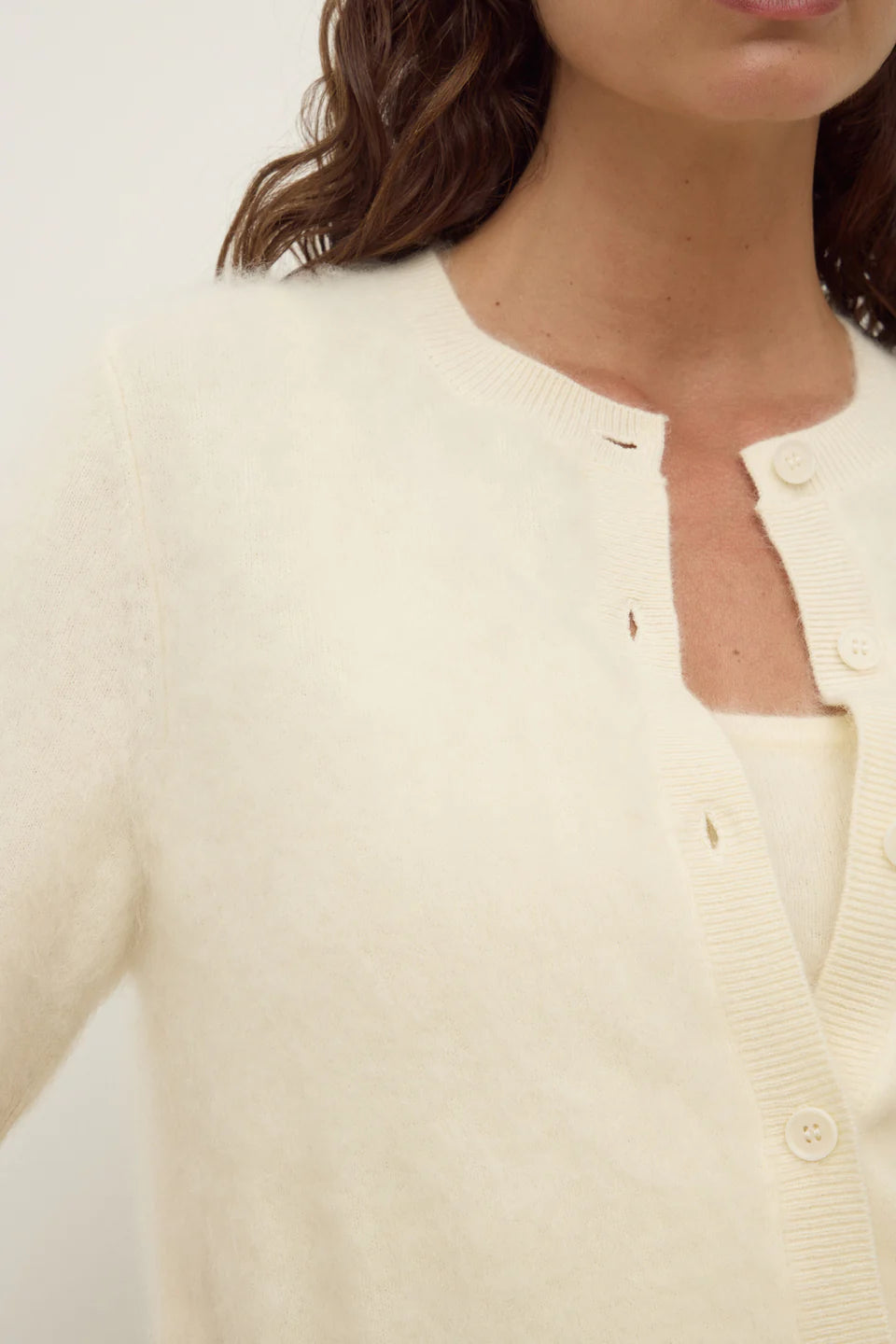 Assembly Label Carina Wool Short Sleeve Cardigan - Cream