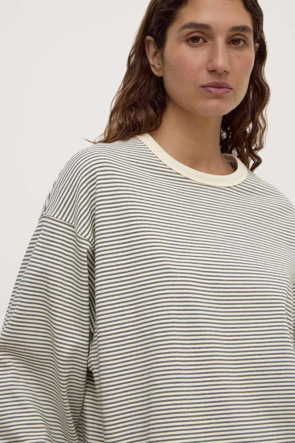 Assembly Label Malone Cropped Stripe Long Sleeve Tee - Cream/Black
