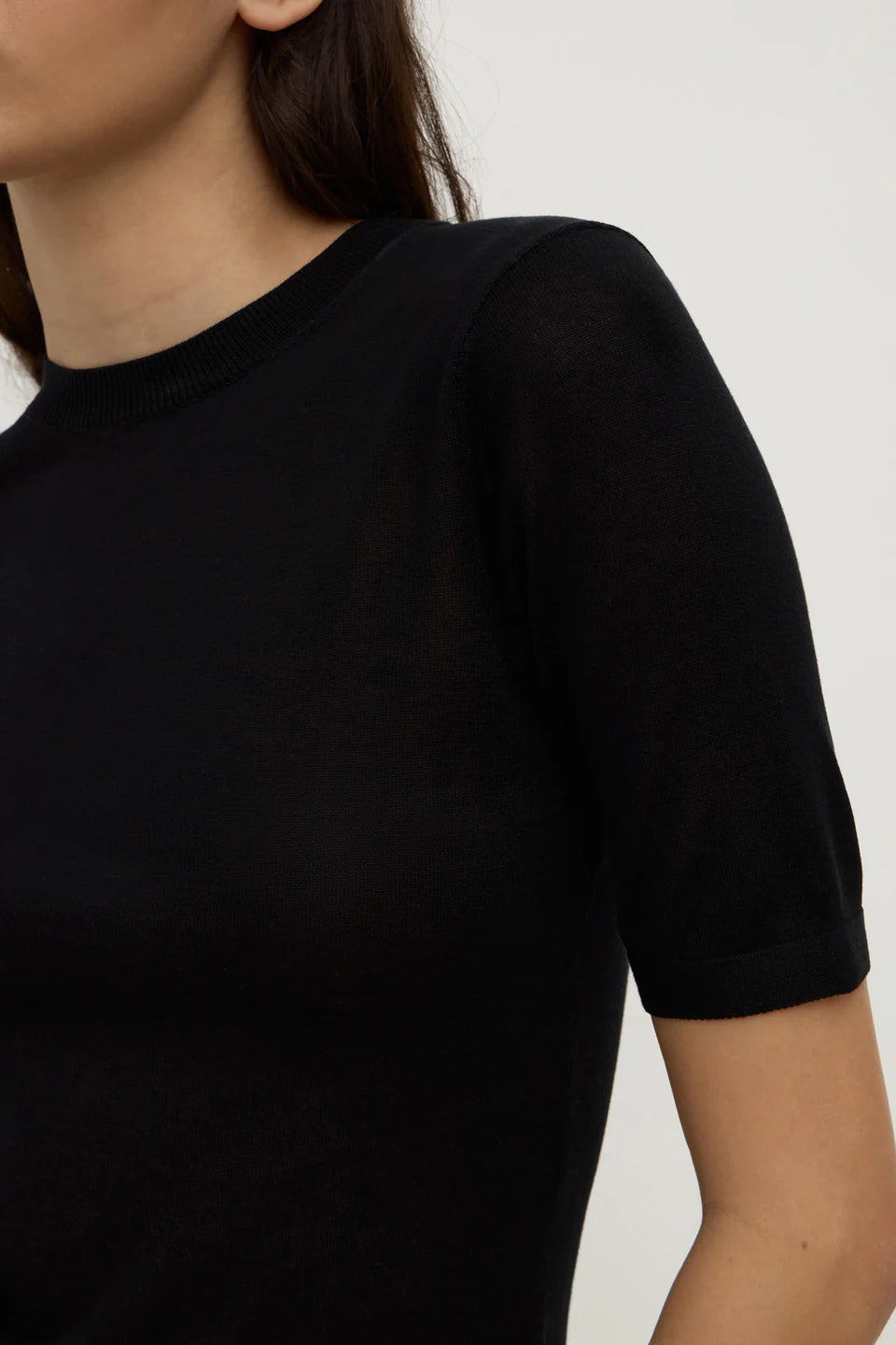 Assembly Label Mina Silk Knit Tee - Black
