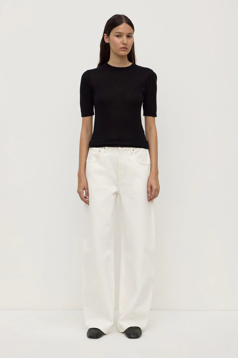Assembly Label Mina Silk Knit Tee - Black