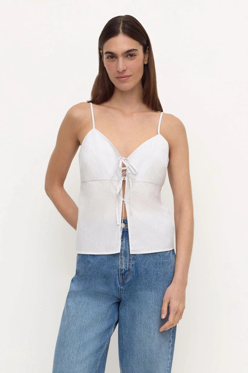 Assembly Label Ruth Cotton Tie Top - Blue Stripe