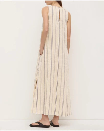 Assembly Label Ulani Stripe V Neck Maxi Dress - Cream/Blue