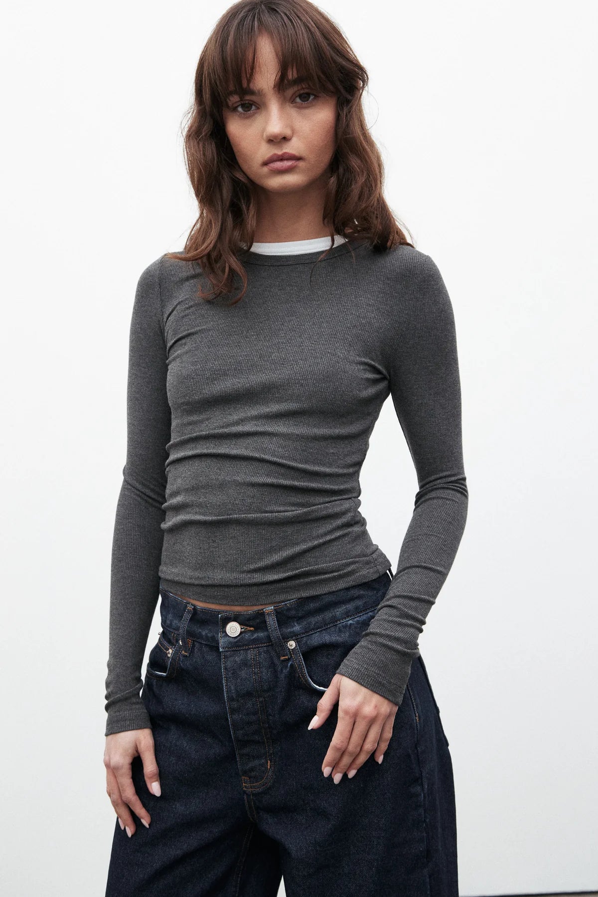 Bayse Nyla Top - Dark Heather Grey