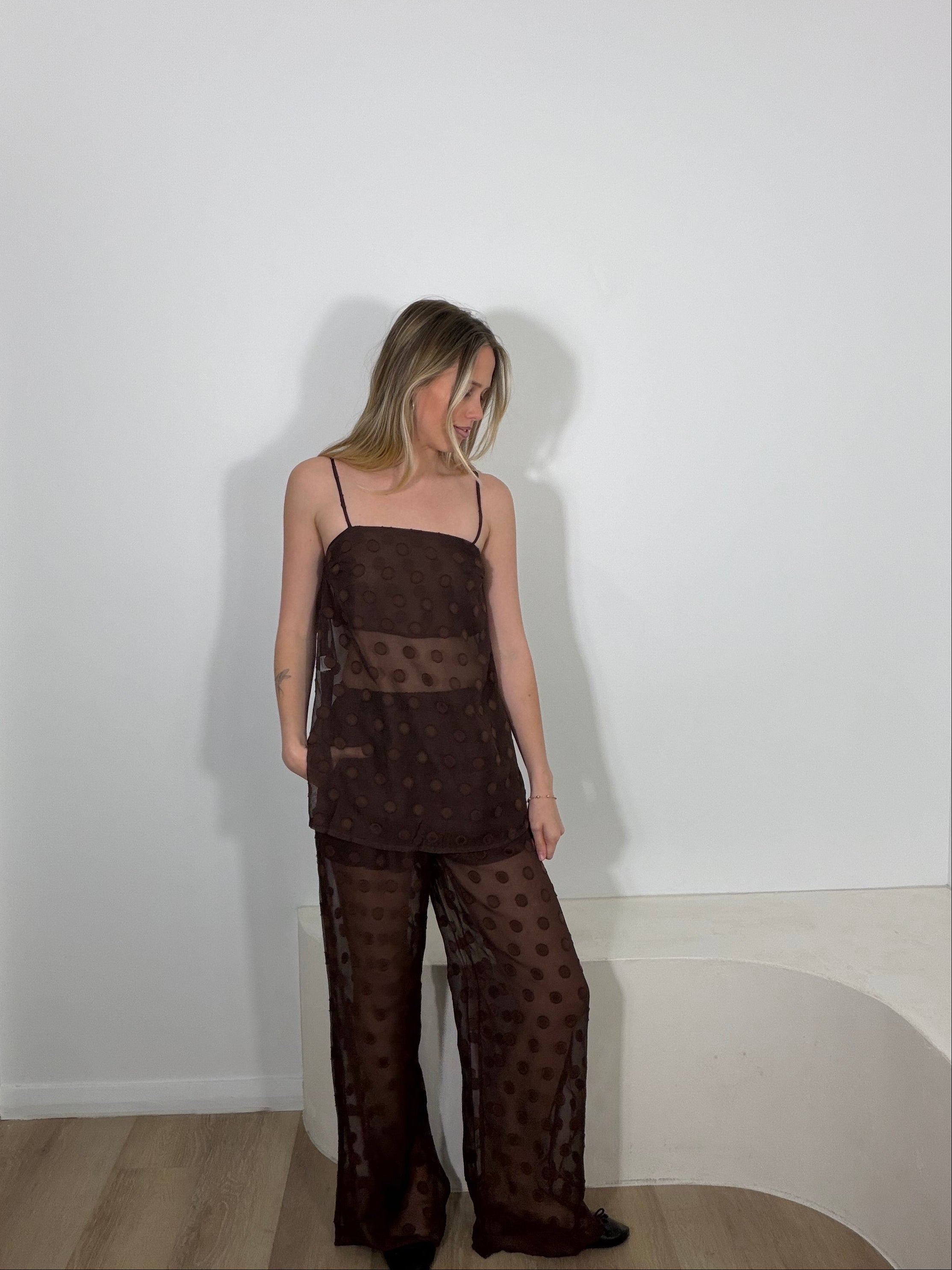 By Frankie Spotted Pant Set - Chocolate