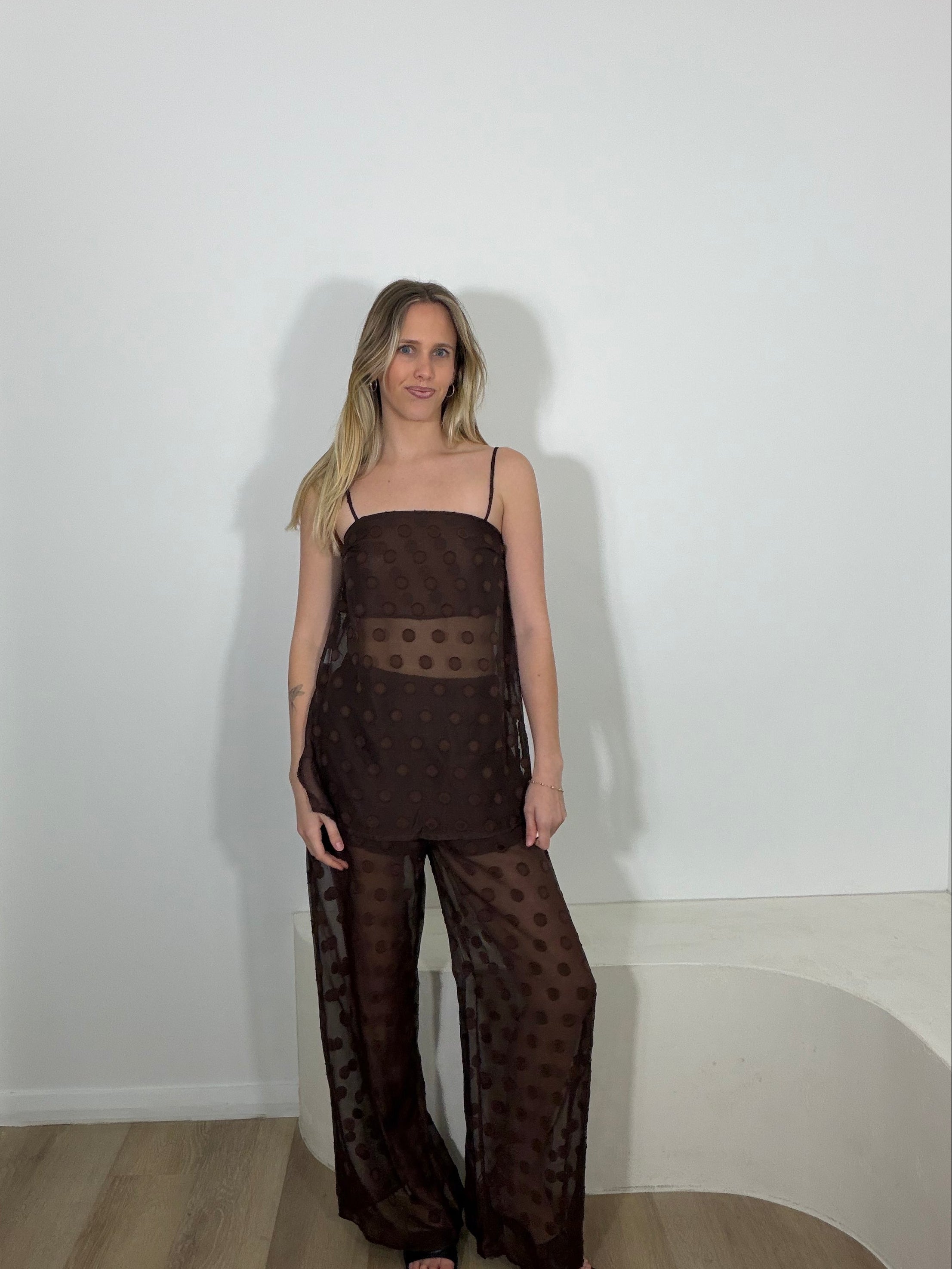 By Frankie Spotted Pant Set - Chocolate