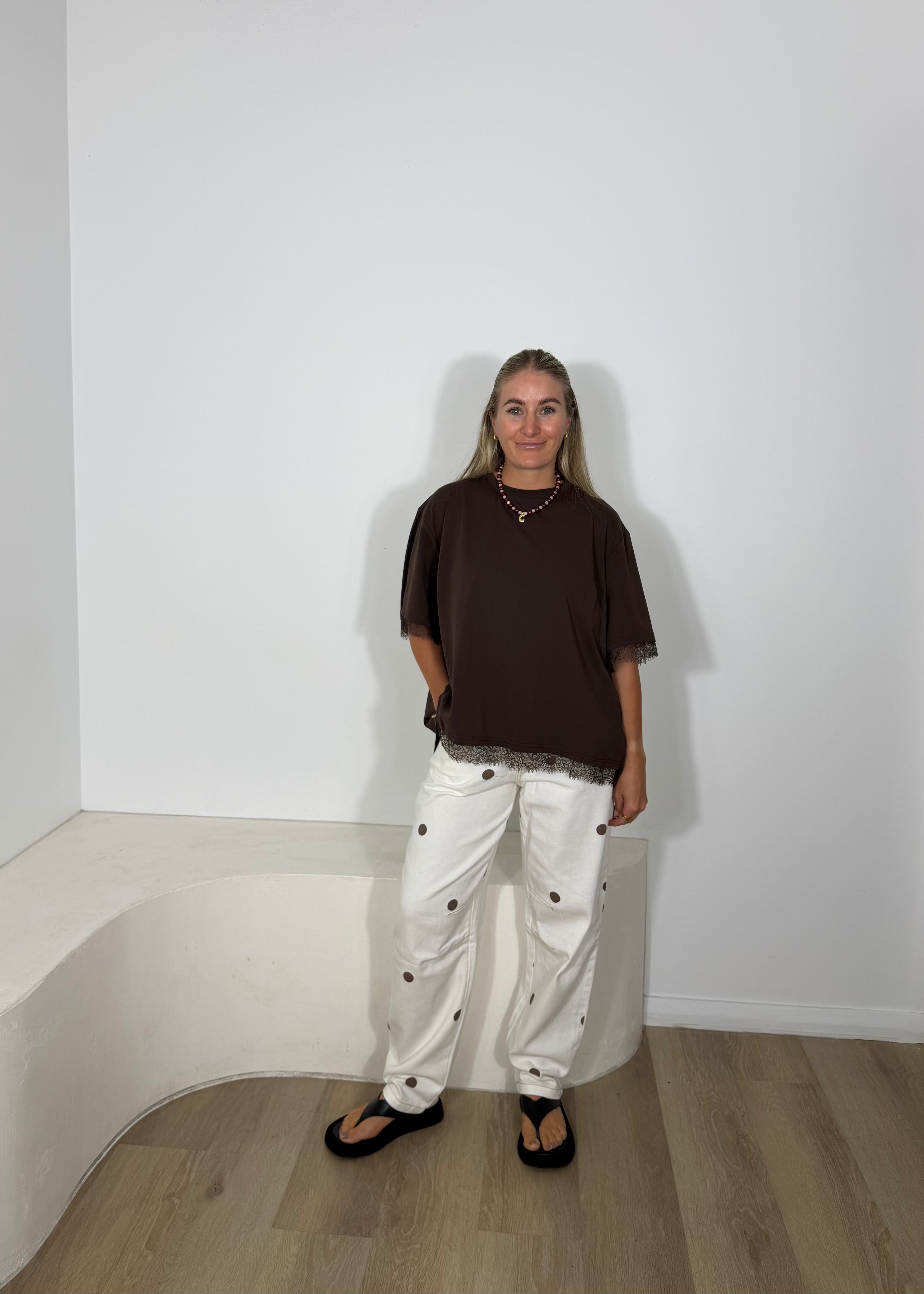 By Frankie Barrel Jean -Cream Polka