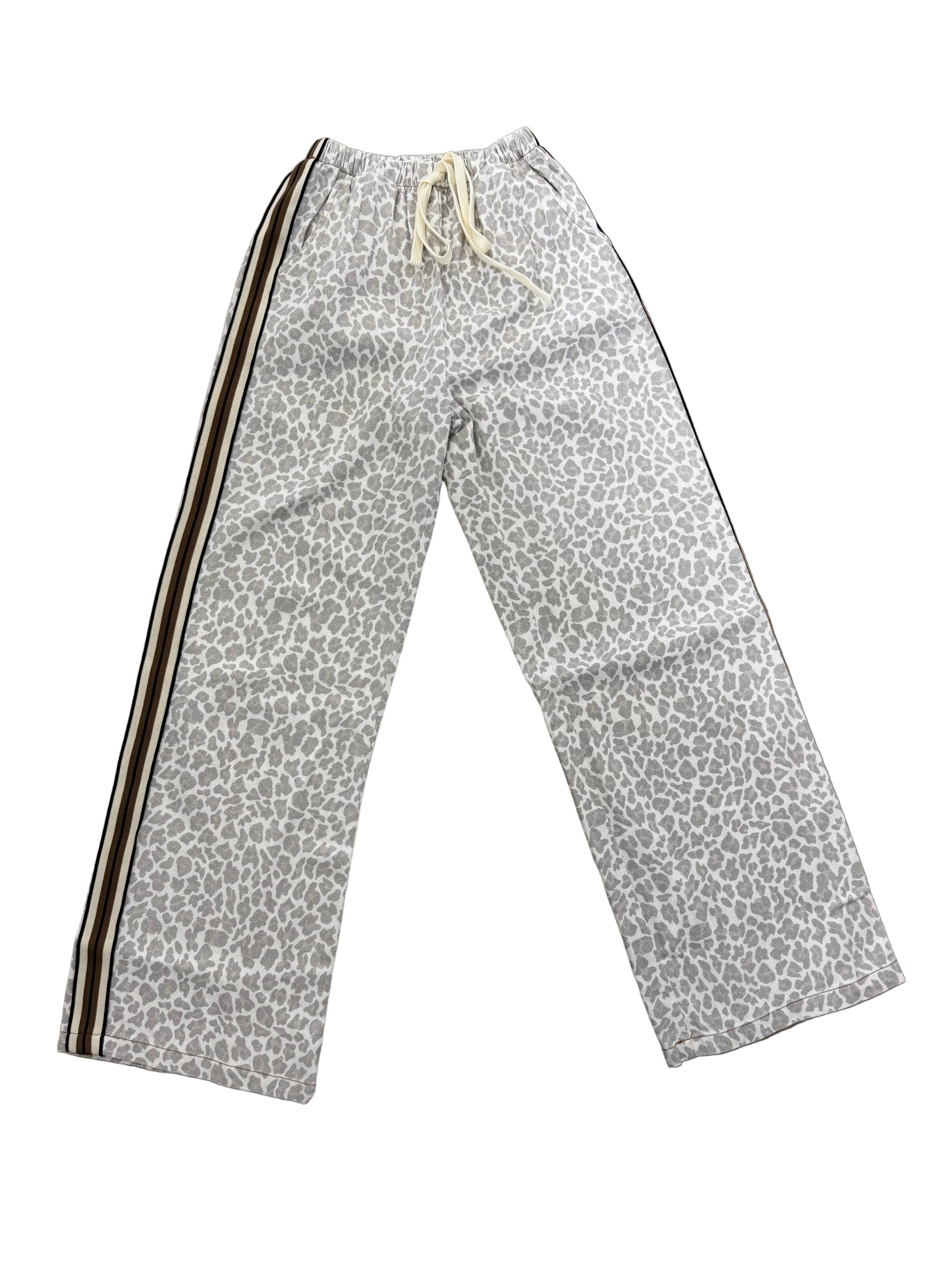 By Frankie Cream Leopard Racer Pants