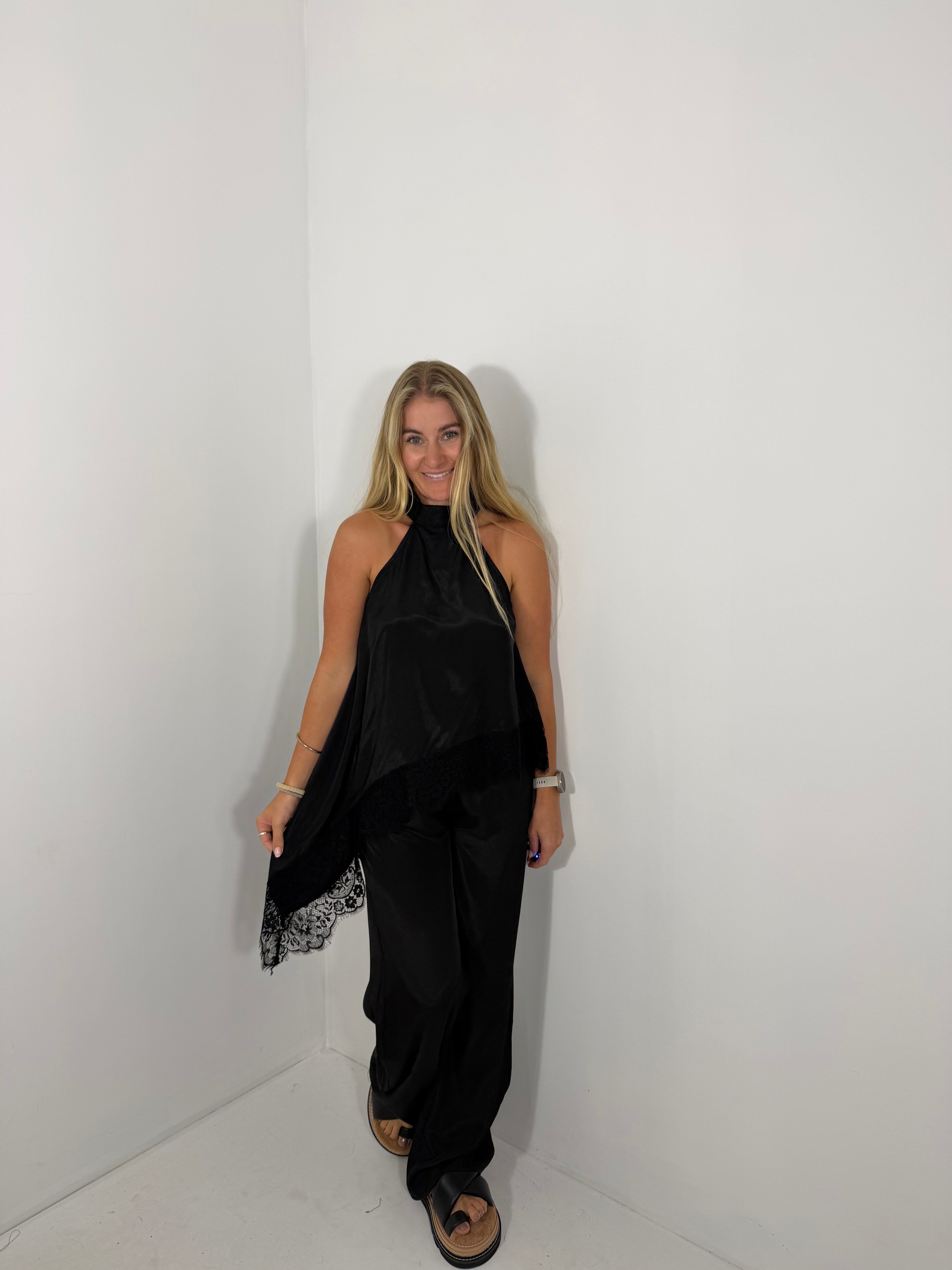 By Frankie High Neck Cupro Set - Black