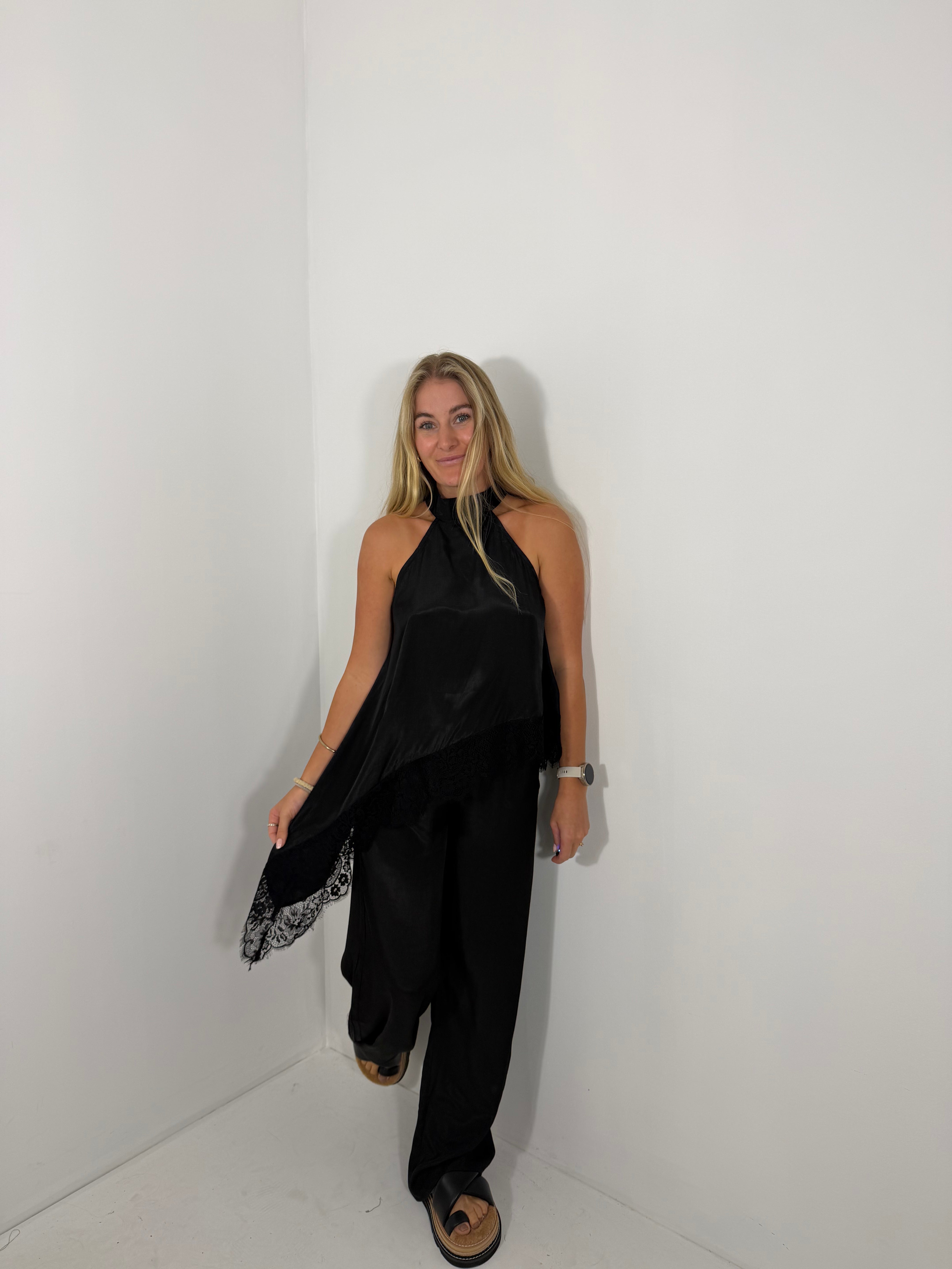 By Frankie High Neck Cupro Set - Black