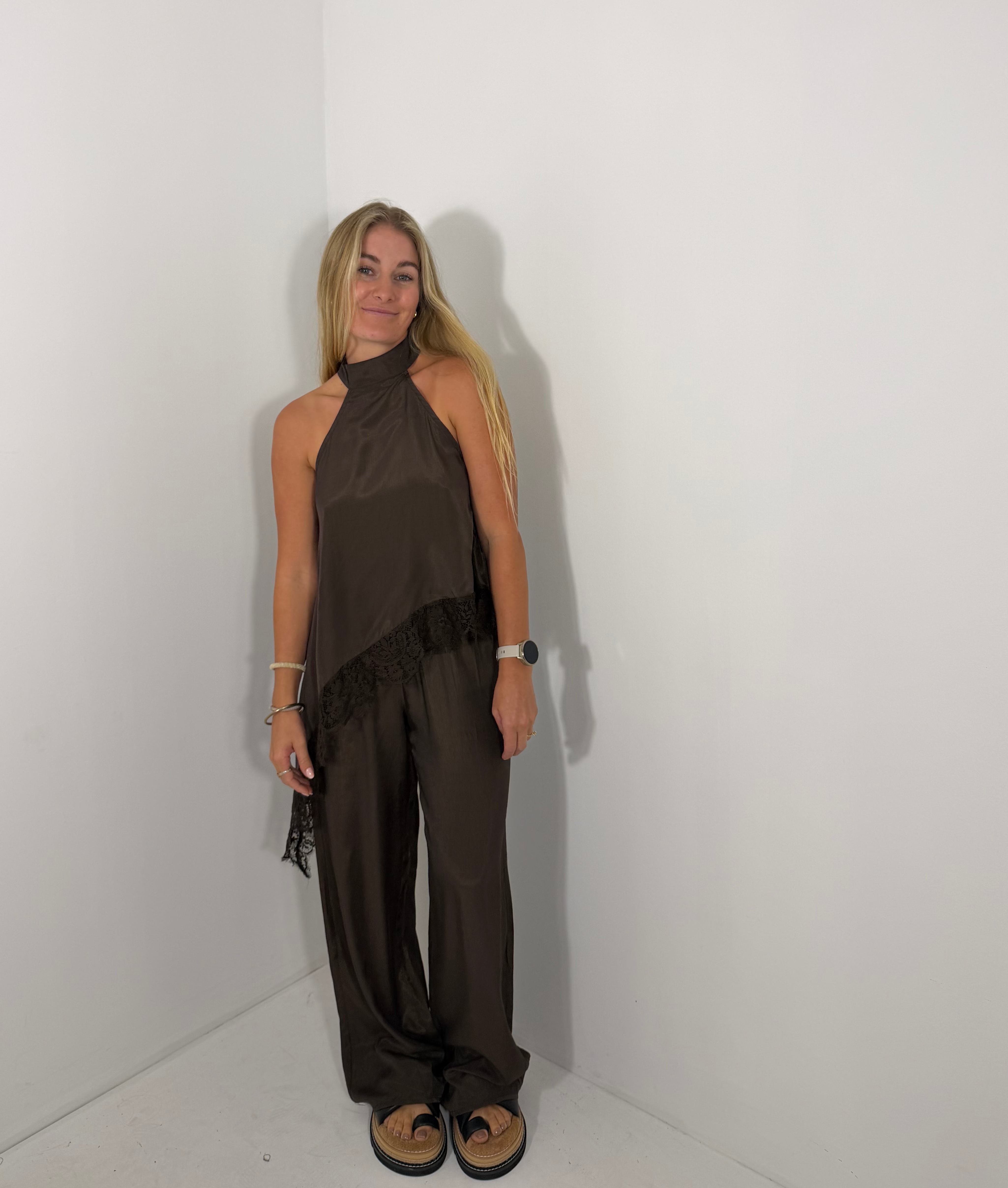 By Frankie High Neck Cupro Set - Chocolate