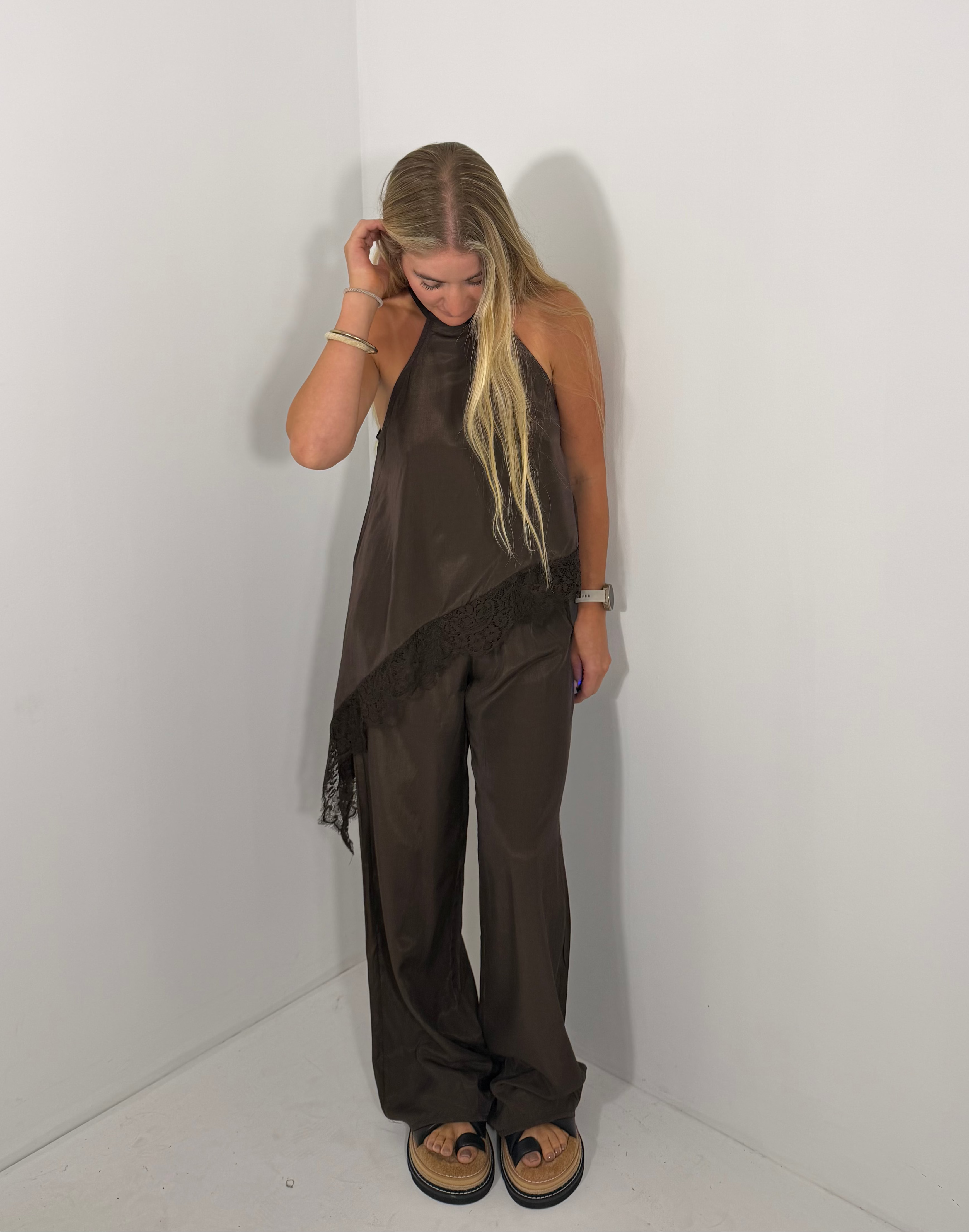 By Frankie High Neck Cupro Set - Chocolate