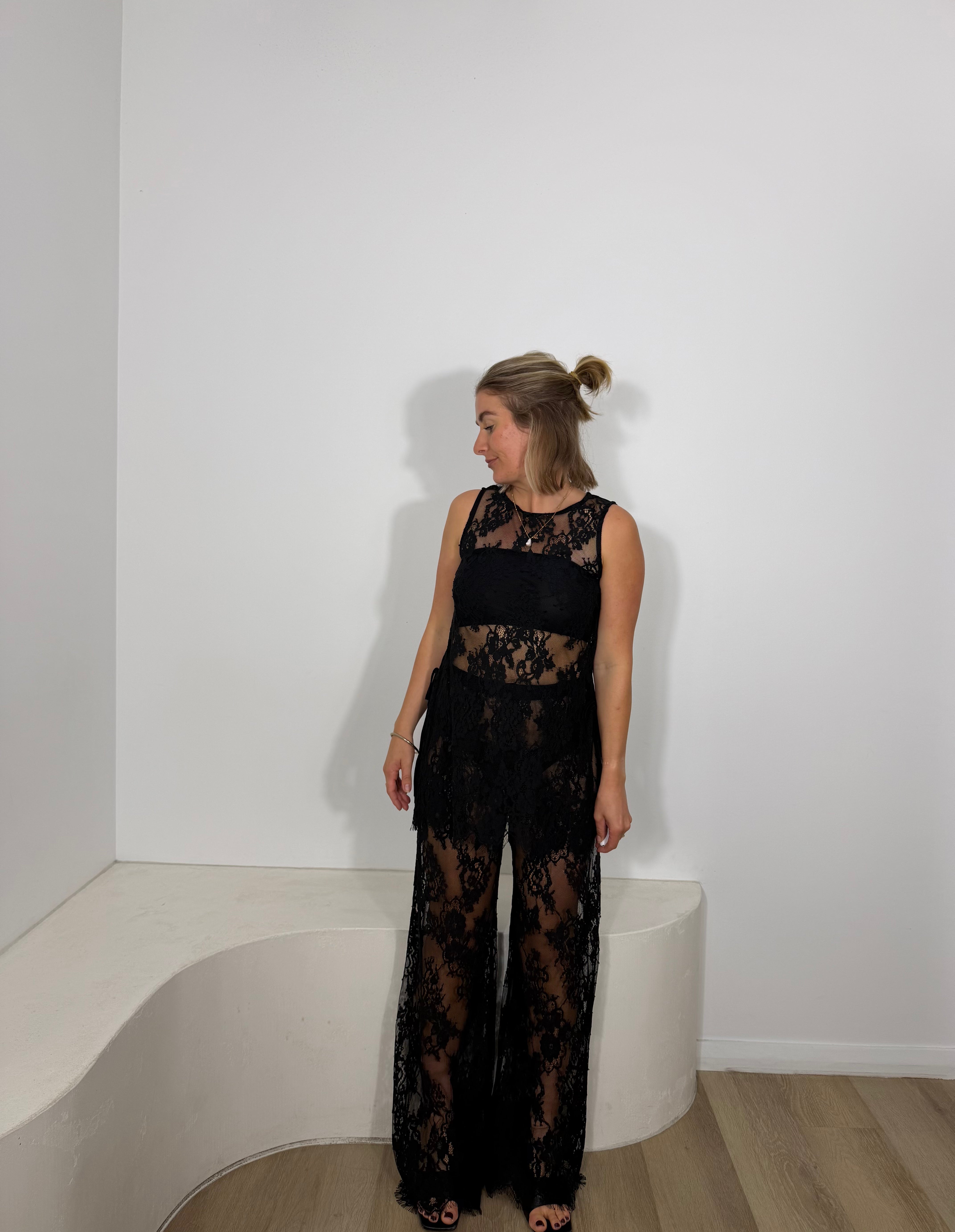 By Frankie Lace Pant Set - Black