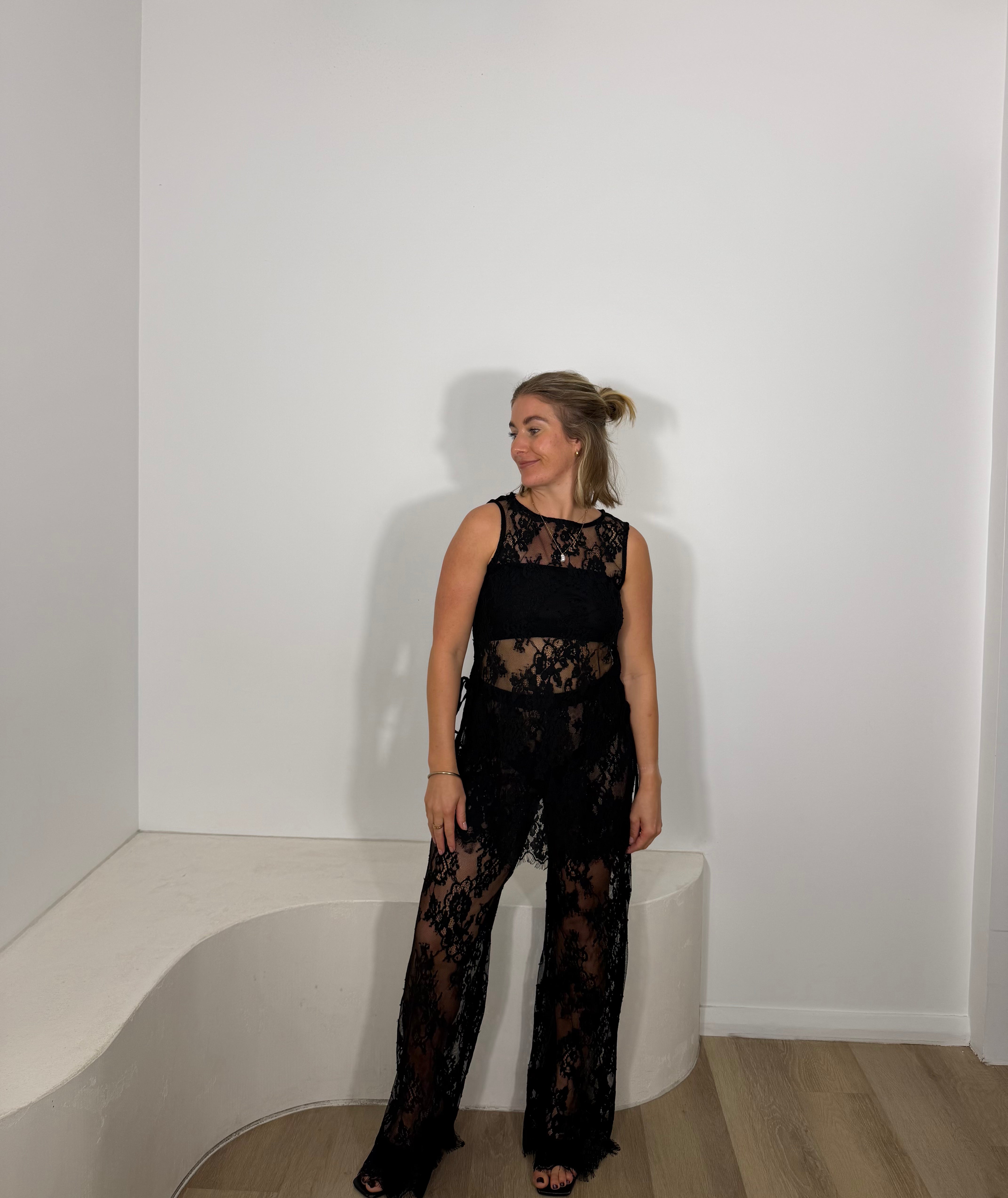 By Frankie Lace Pant Set - Black