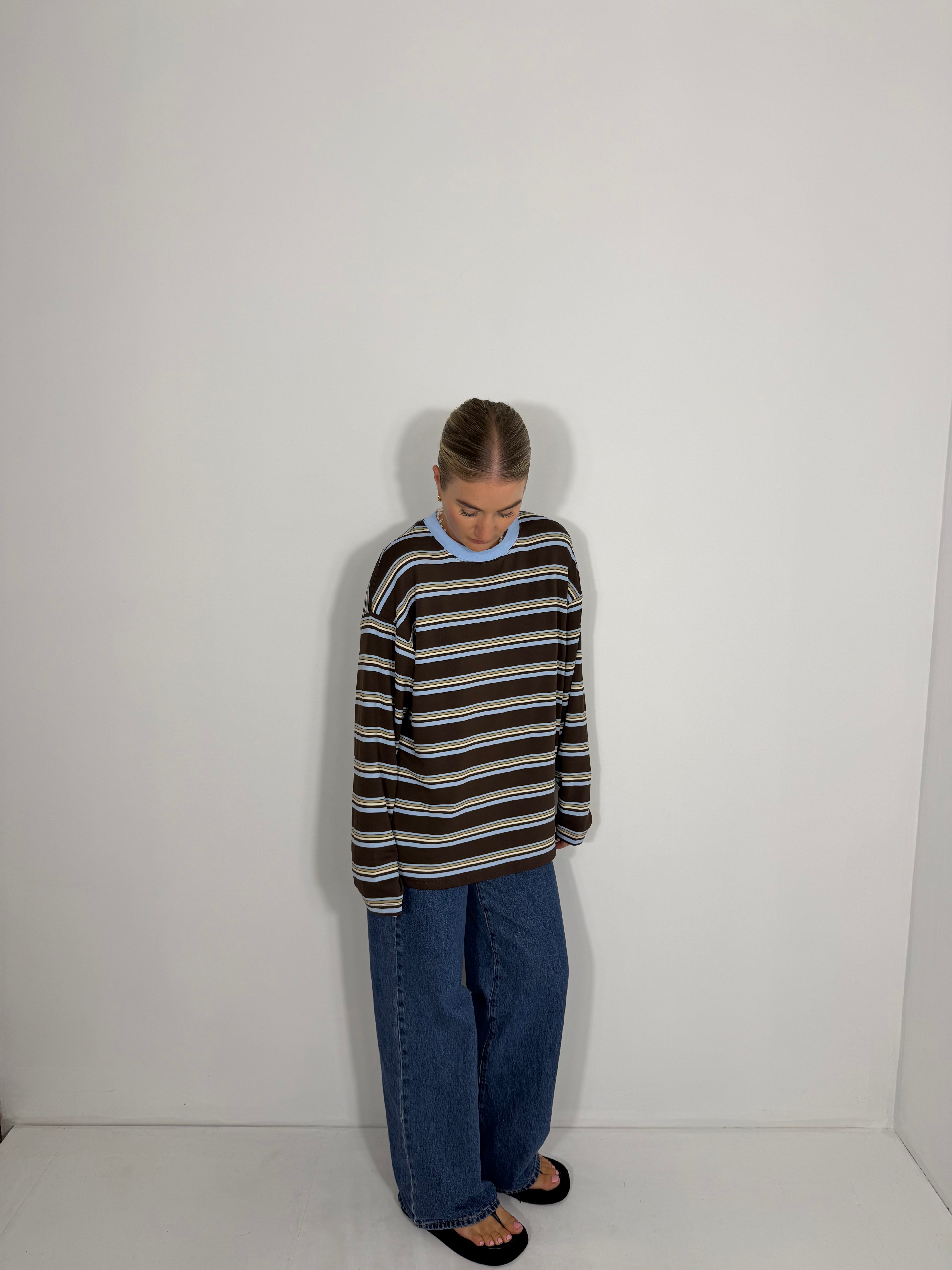 By Frankie Long Sleeve Tee - Brown & Choc Stripe
