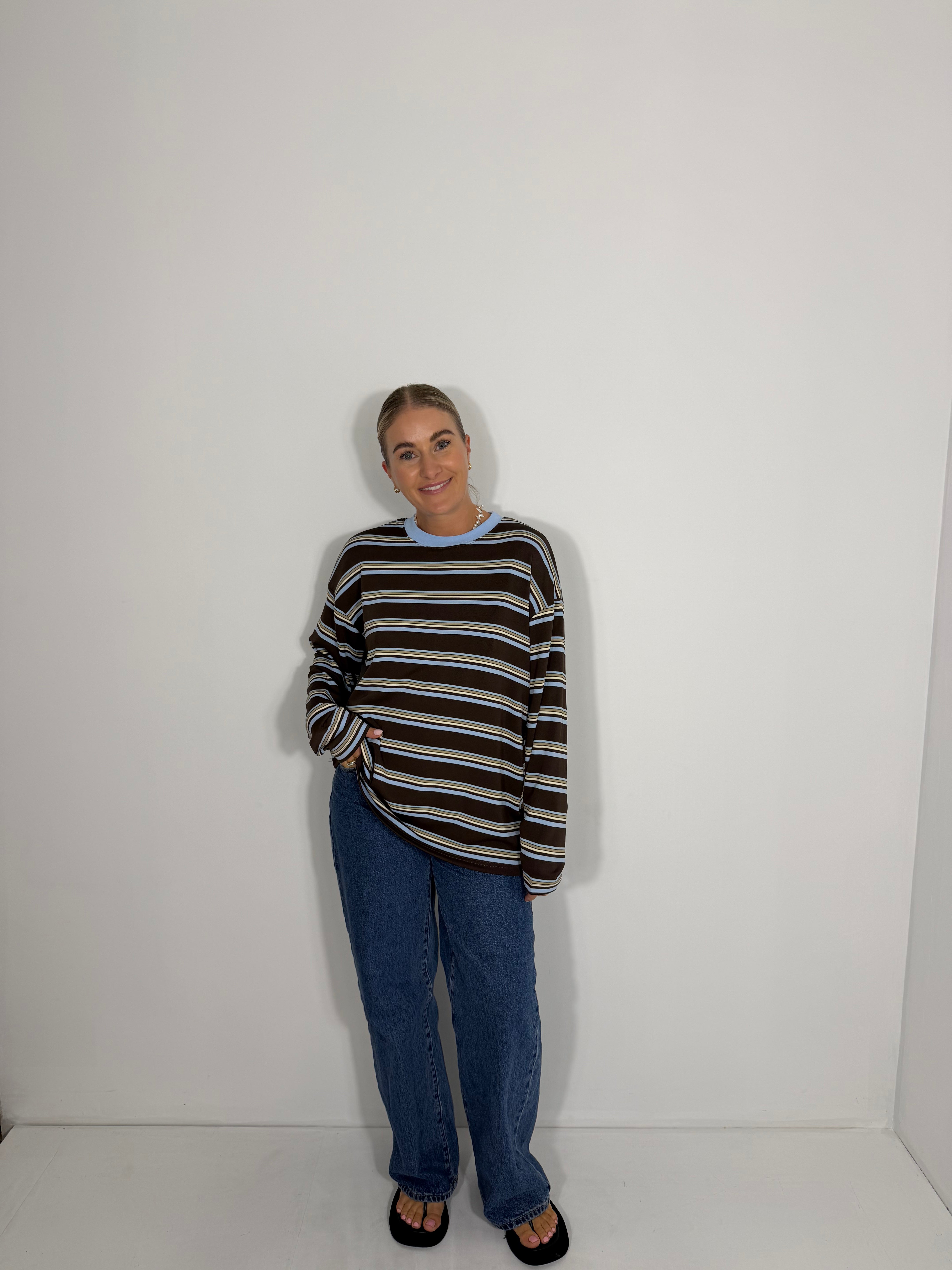 By Frankie Long Sleeve Tee - Brown & Choc Stripe