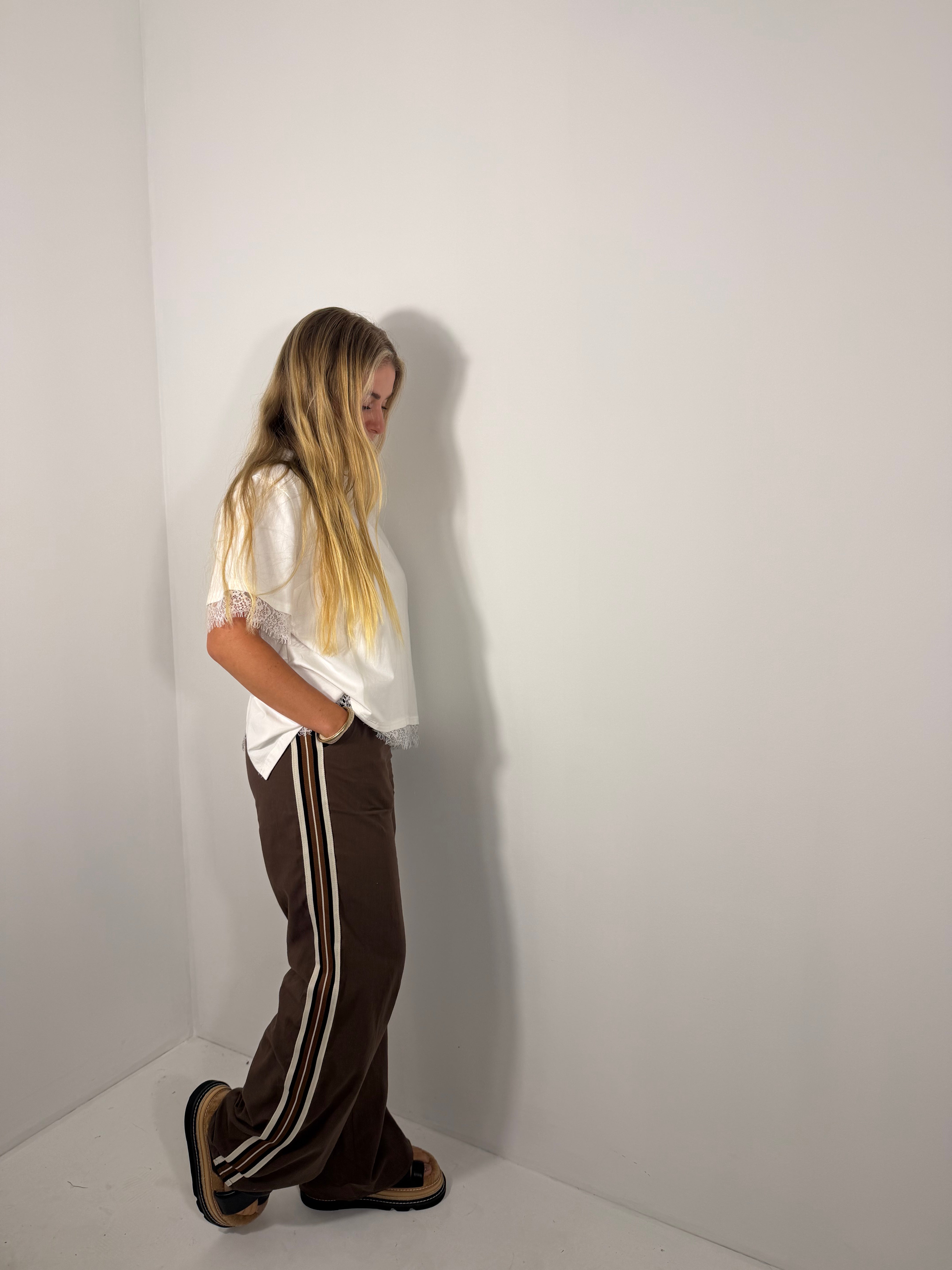 By Frankie Racer Stripe Pant - Chocolate