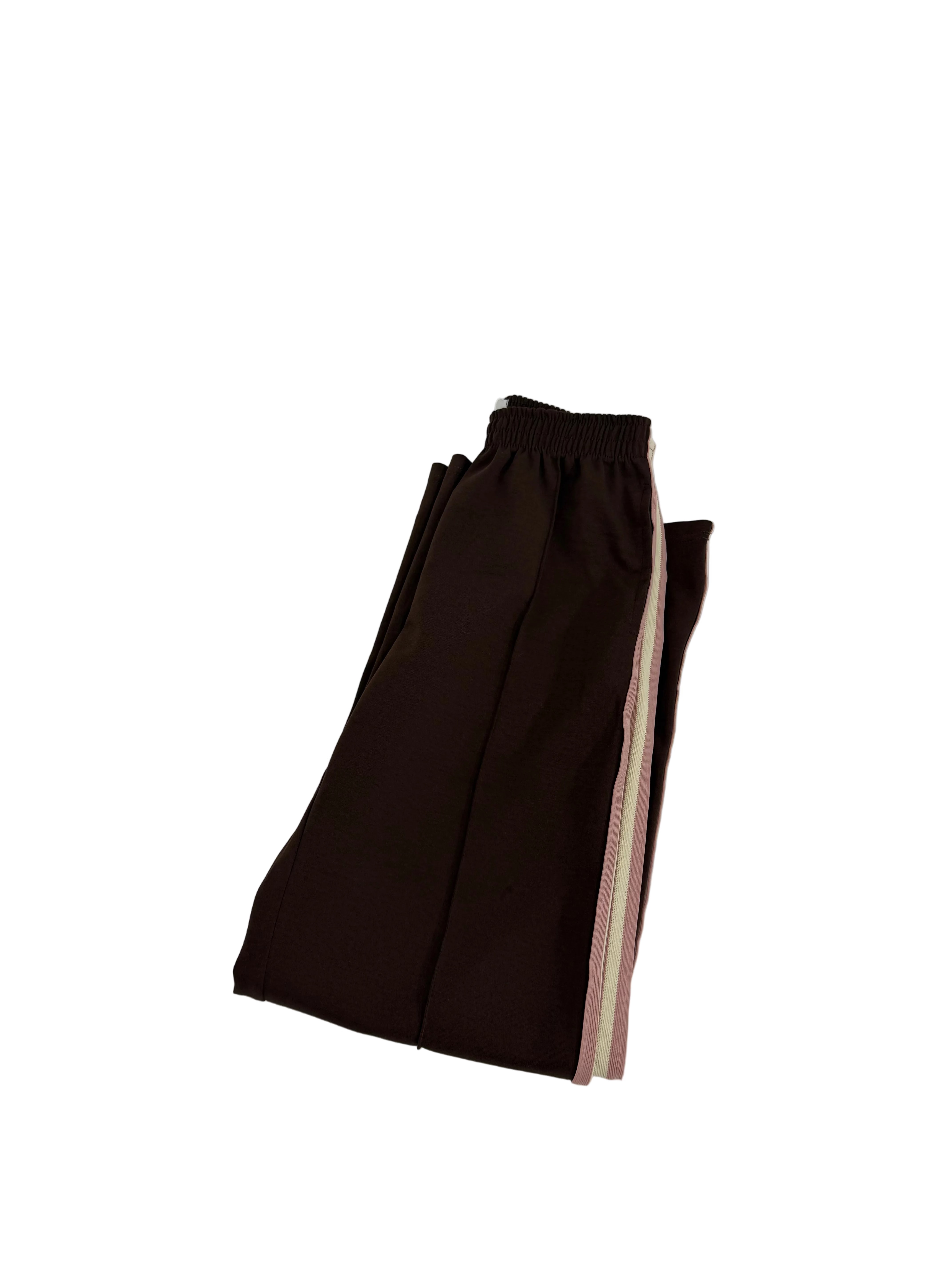 By Frankie Racer Stripe Pleated Trackpants - Choc