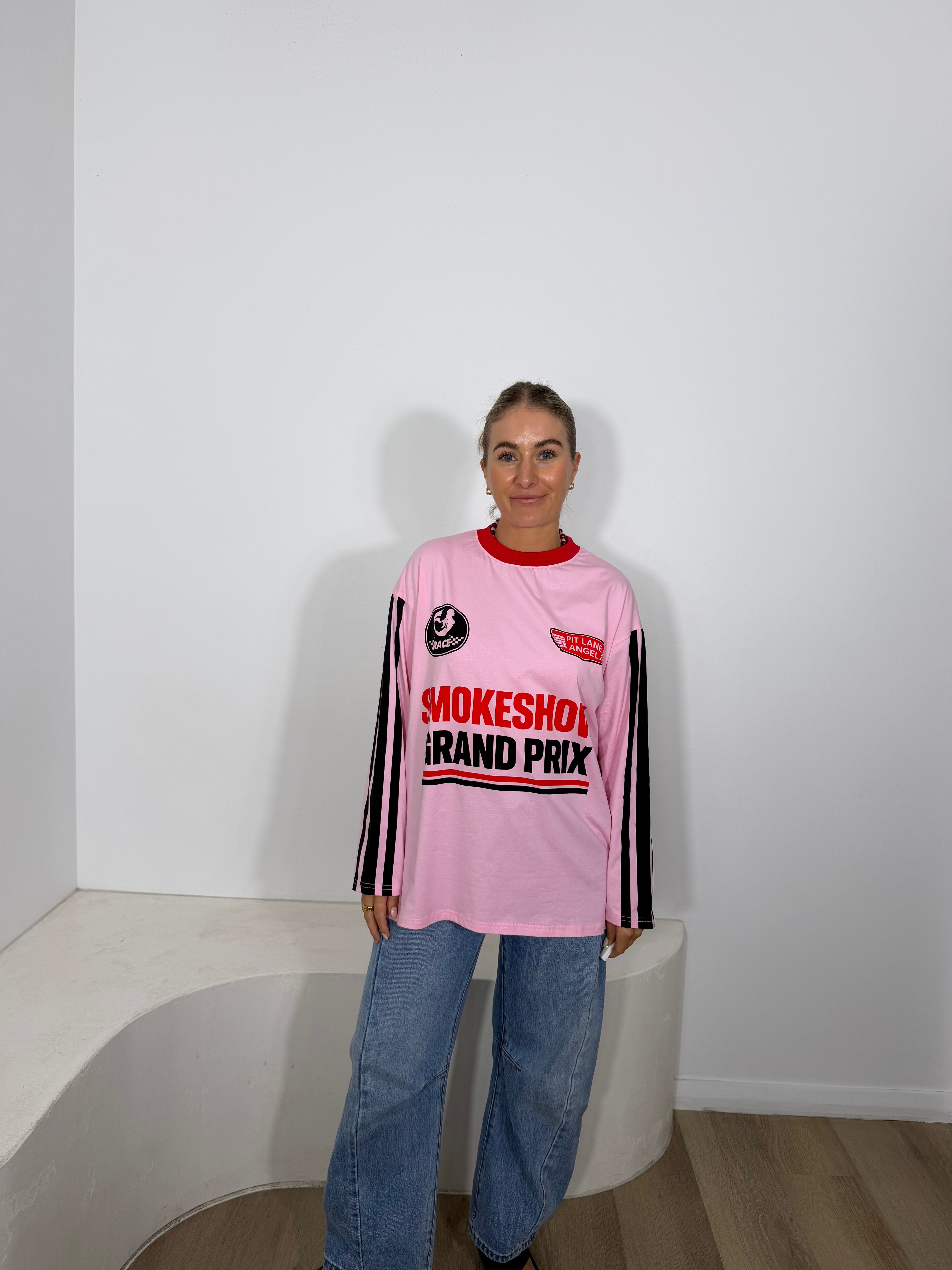 By Frankie Smokeshow Grand Prix Long Sleeve Tee - Pink