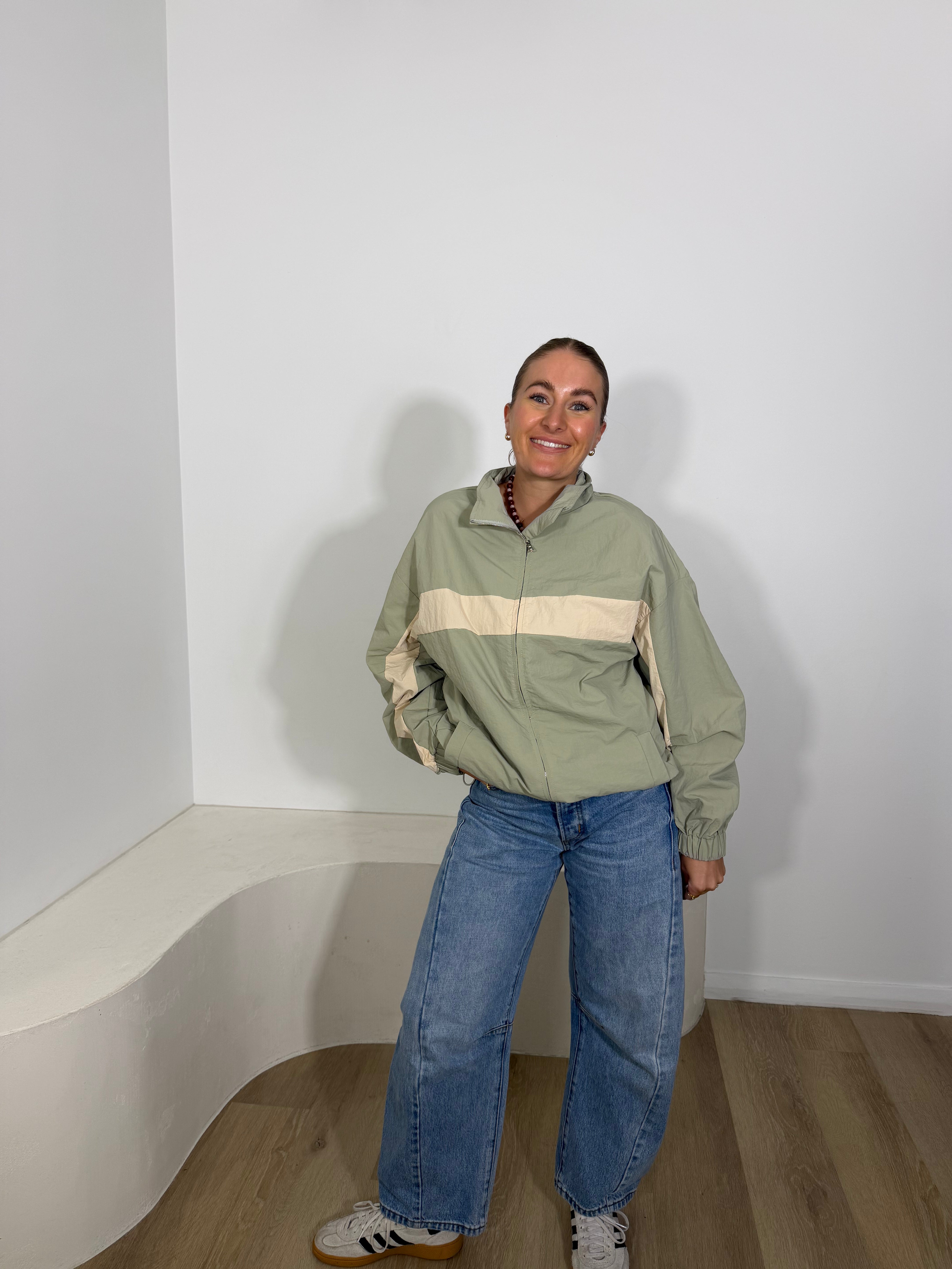 By Frankie Windbreaker Jacket - Sage & Beige