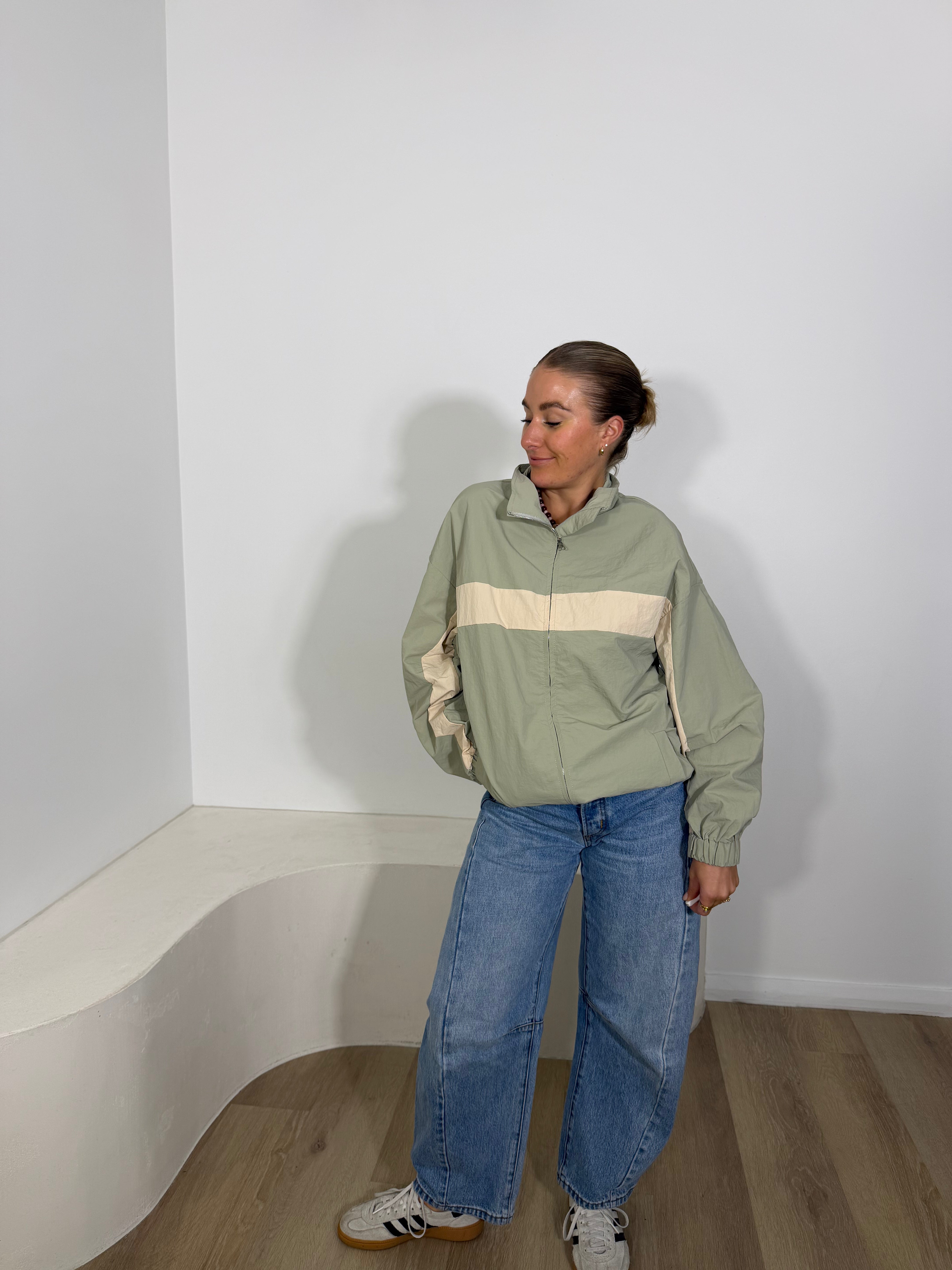 By Frankie Windbreaker Jacket - Sage & Beige