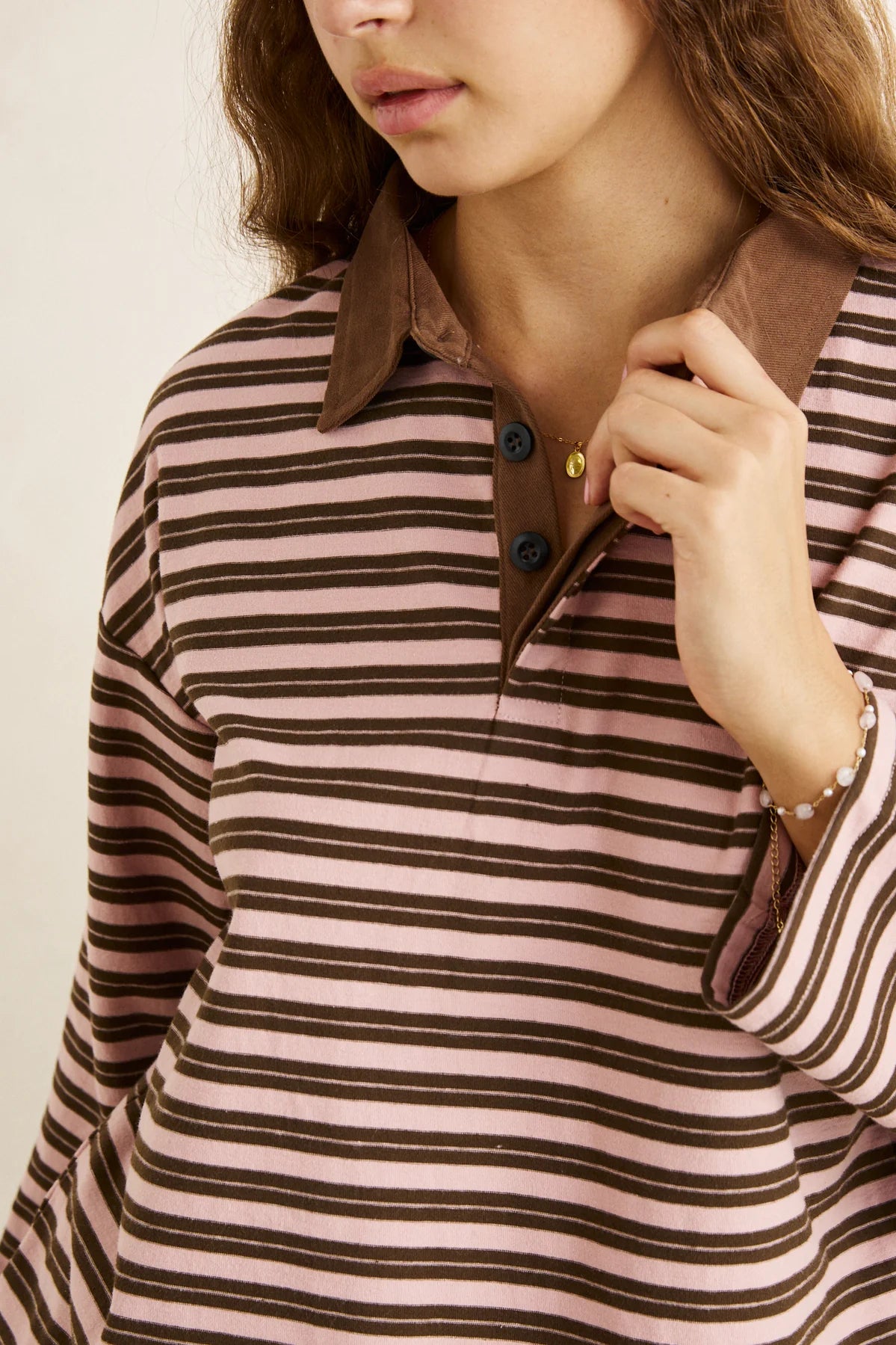 Rhythm Rugby Polo Stripe Jersey LS - Pink