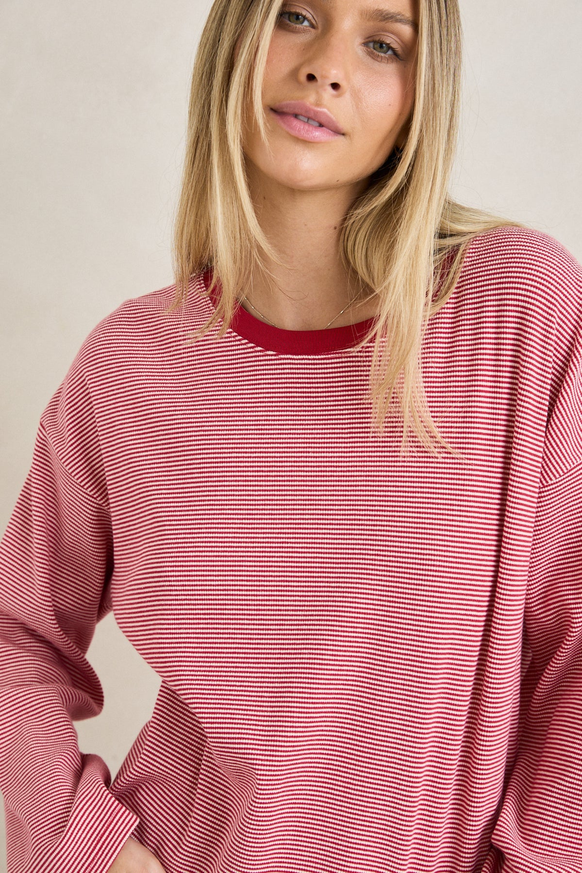 Rhythm Lexi Stripe LS Top - Cherry