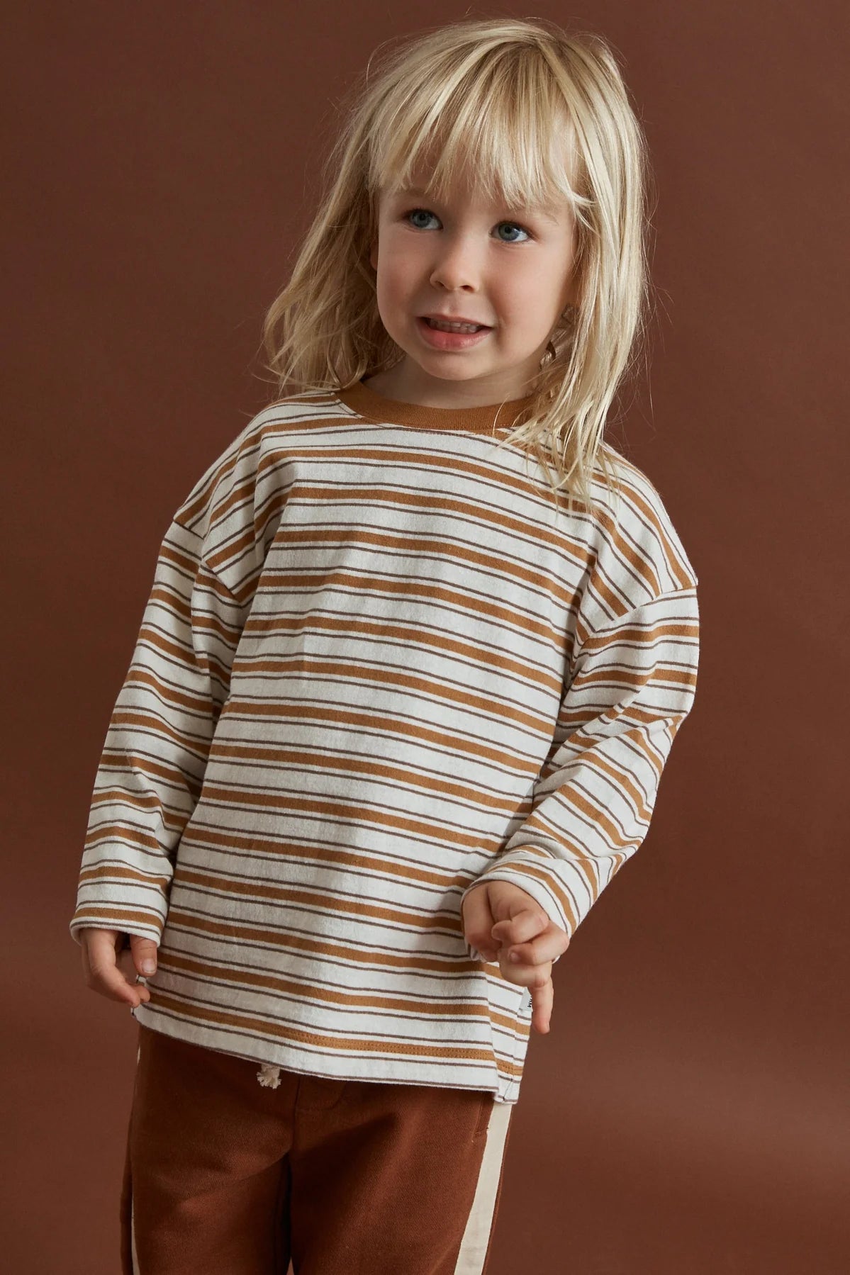 Rhythm Kids Vintage Stripe LS T-Shirt - Golden Brown