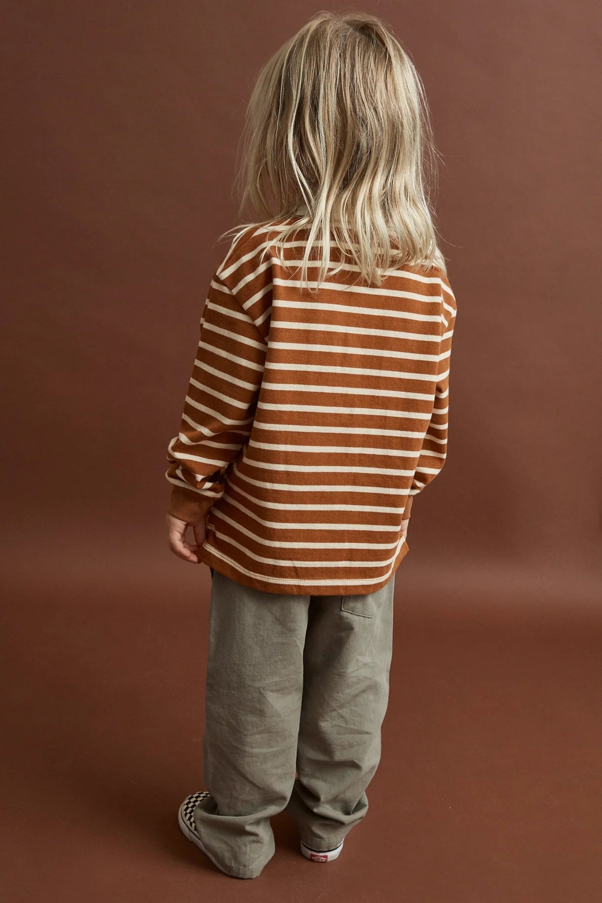 Rhythm Kids Stripe LS Rugby Polo - Earth