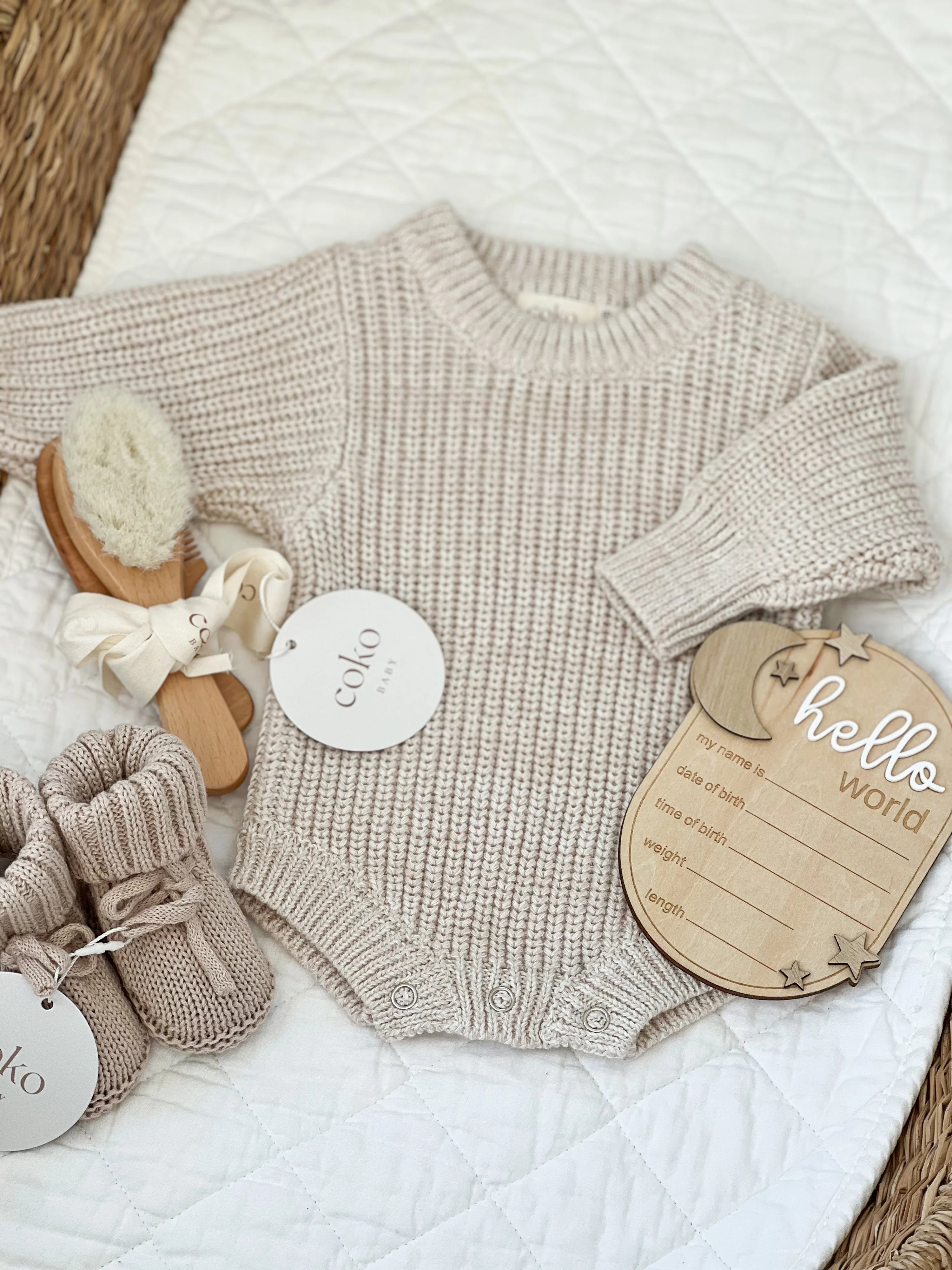 Coko Baby Chunky Knit Romper - Oat