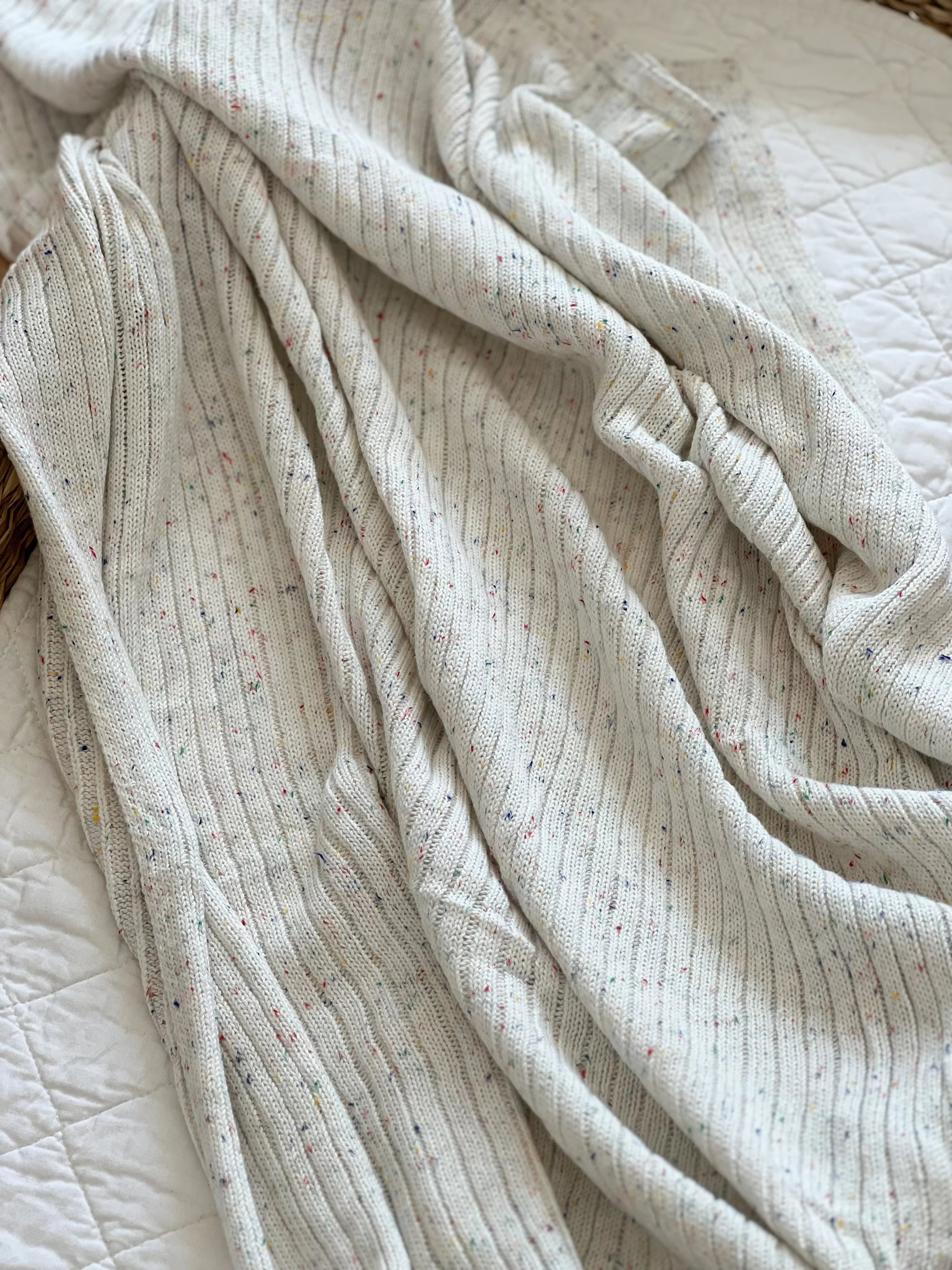 Coko Baby Ribbed Blanket/ Wrap - Milk Fleck