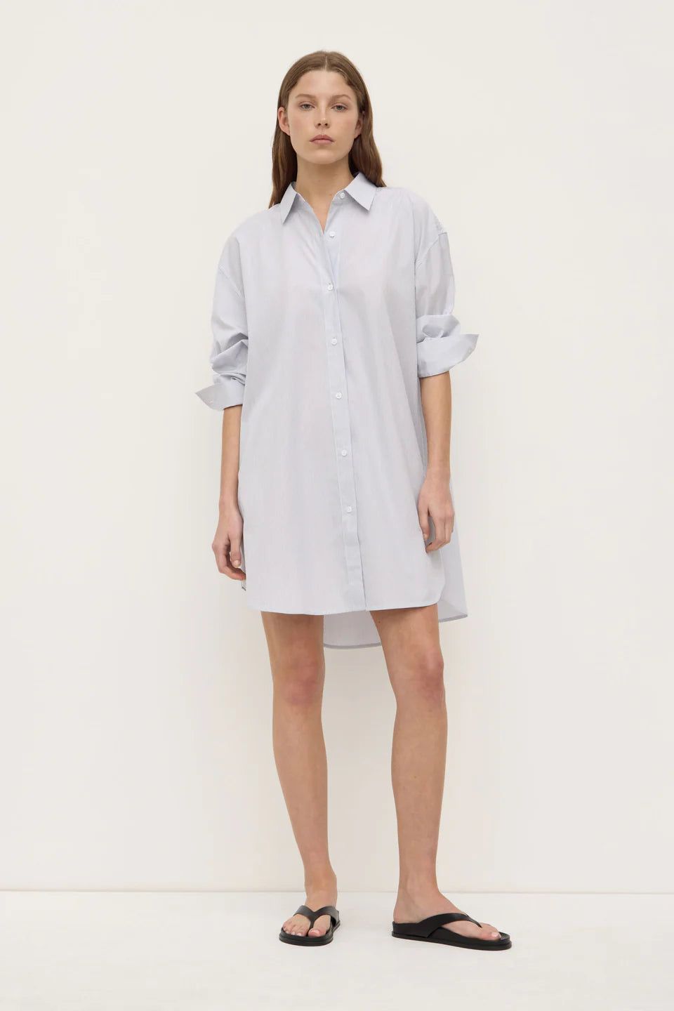 Assembly Label Cora Stripe Shirt Dress - White & Navy
