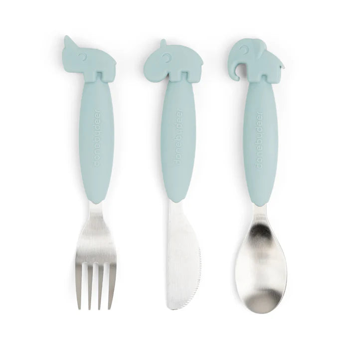 Done By Deer Easy-Grip Cutlery Set - Blue