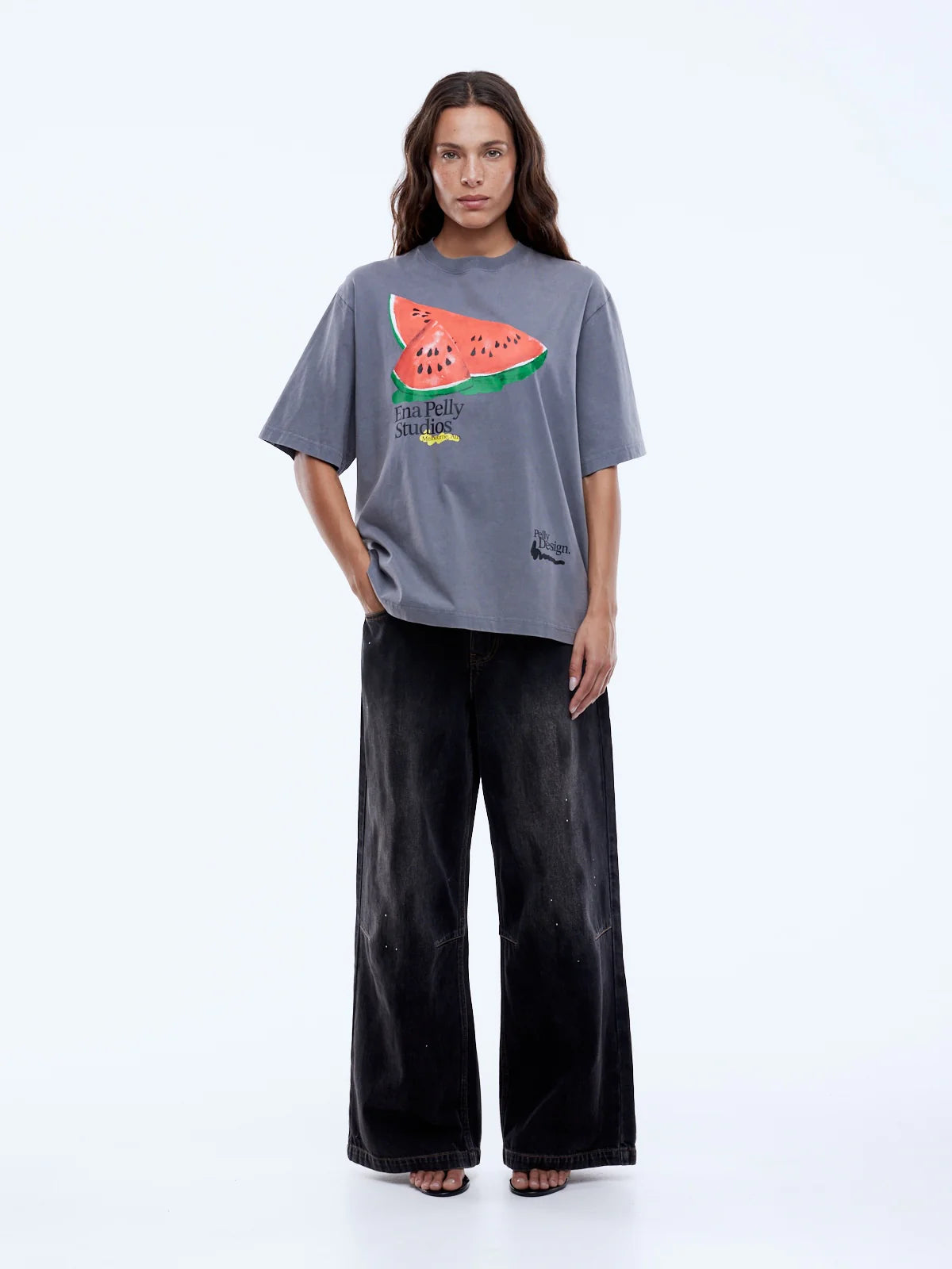 Ena Pelly Watermelon Tee - Washed Grey