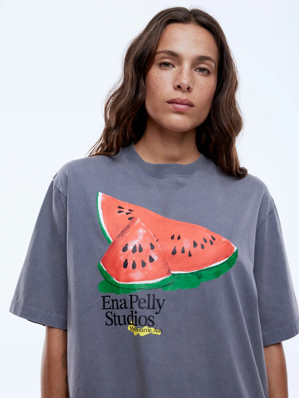 Ena Pelly Watermelon Tee - Washed Grey
