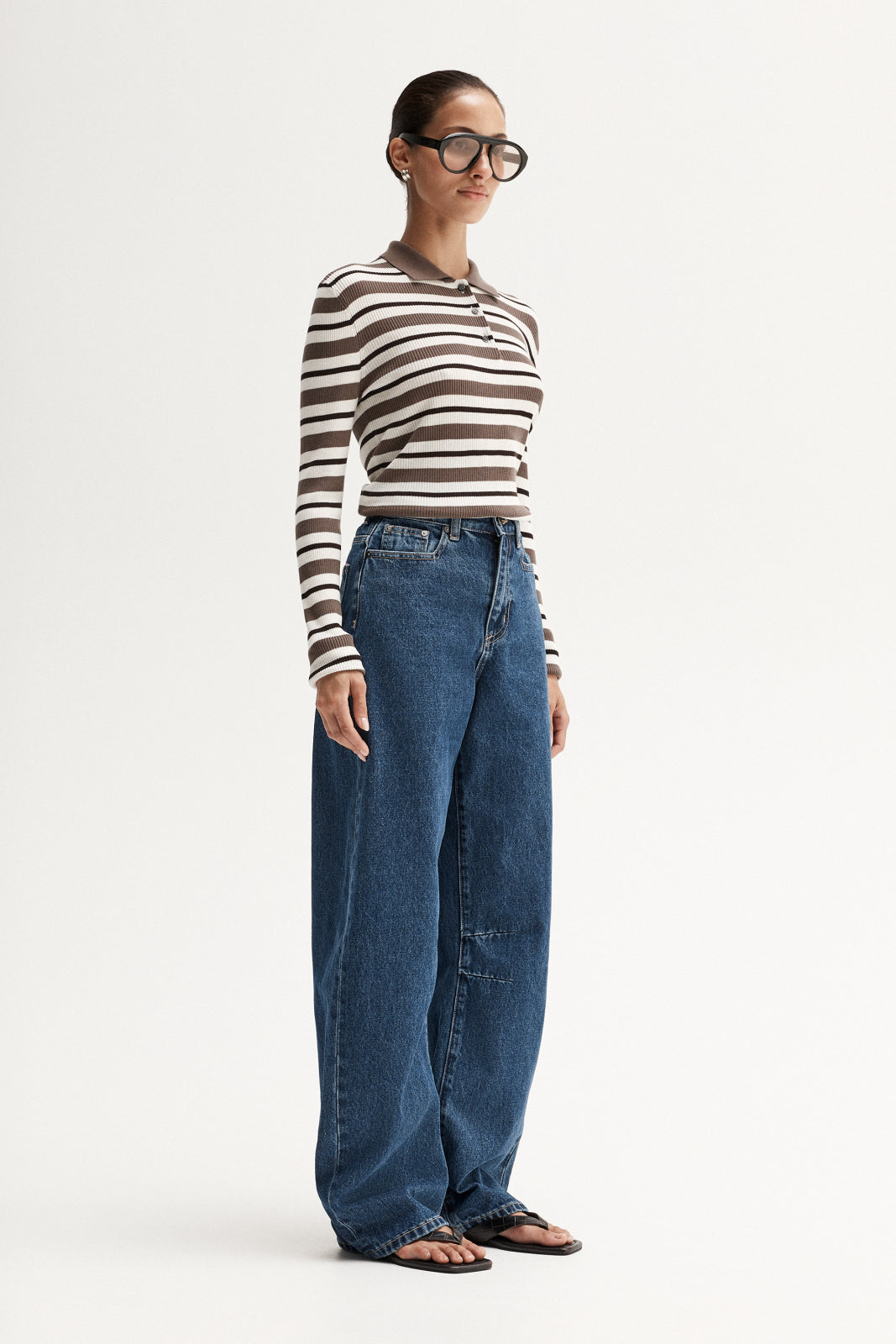 Elka Collective Ana Knit Polo - Chocolate Multi Stripe